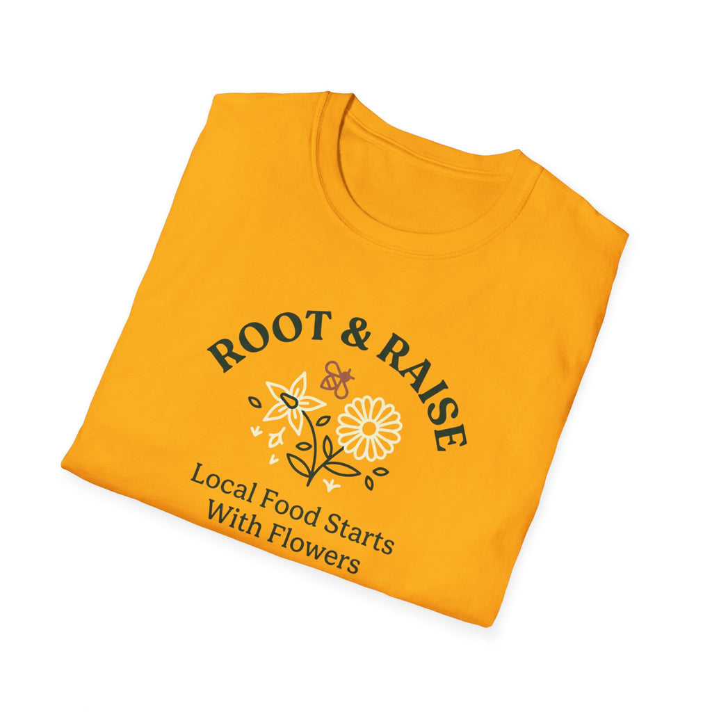 Local Food Starts With Flowers T-Shirt - Sketch
