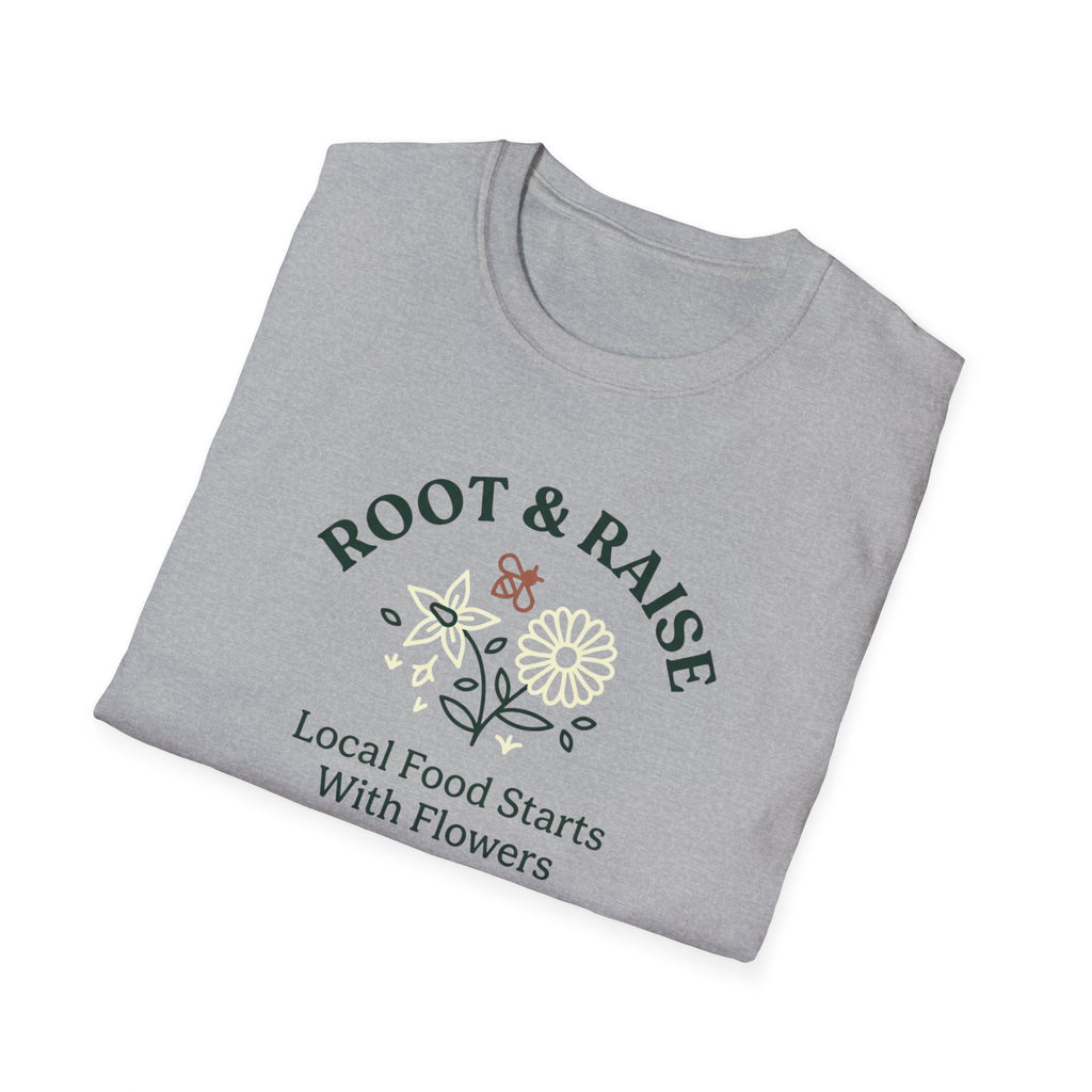 Local Food Starts With Flowers T-Shirt - Sketch