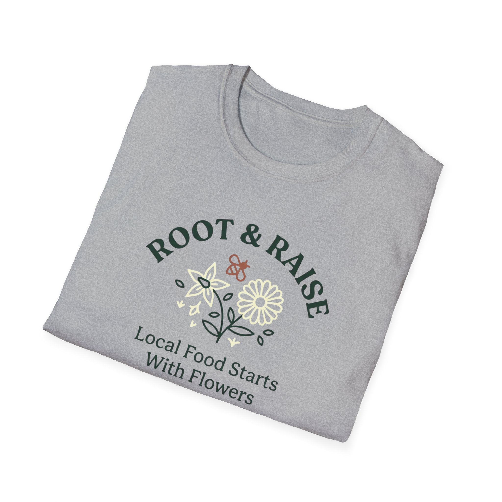Local Food Starts With Flowers T-Shirt - Sketch