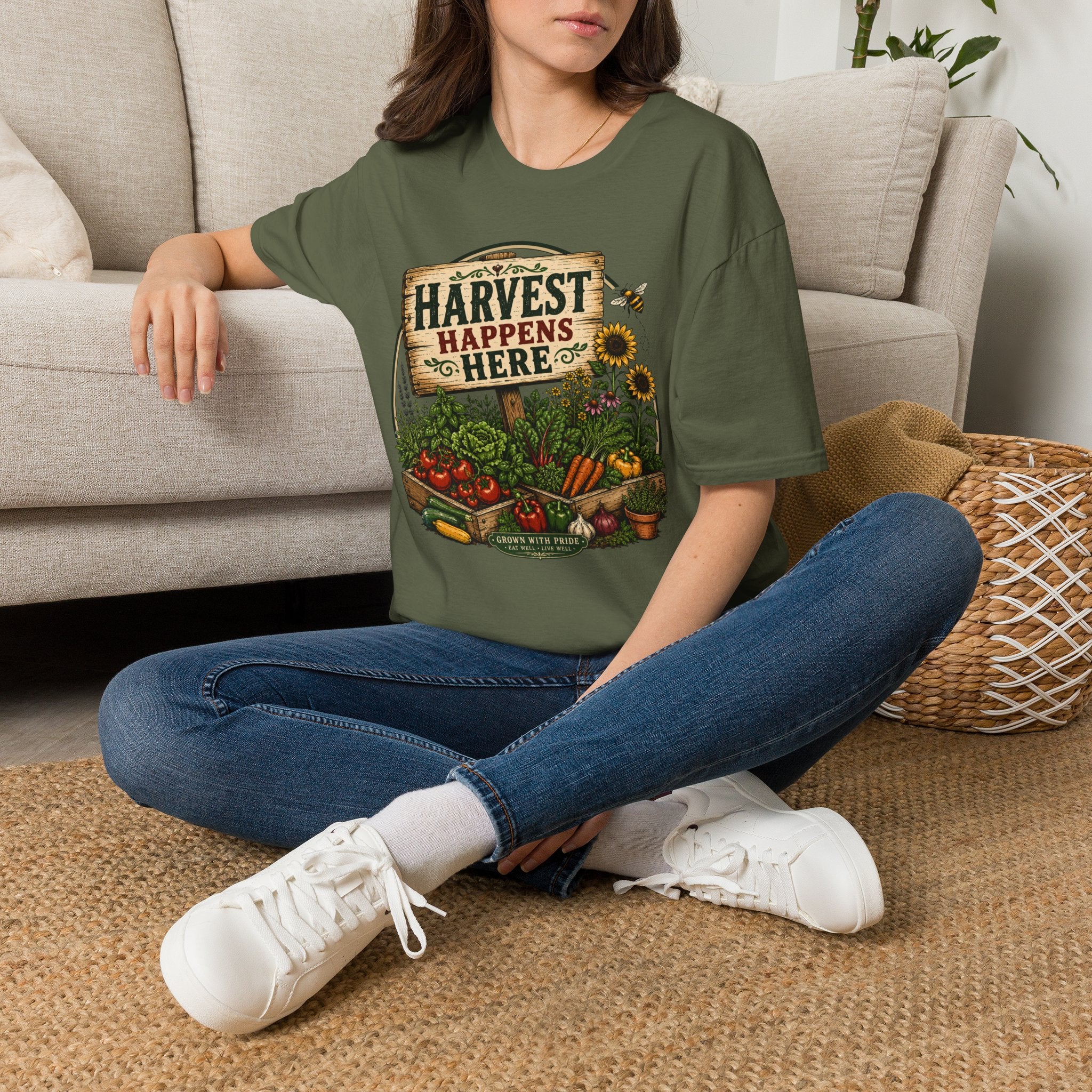 Harvest Happens Here Gardening T-Shirt