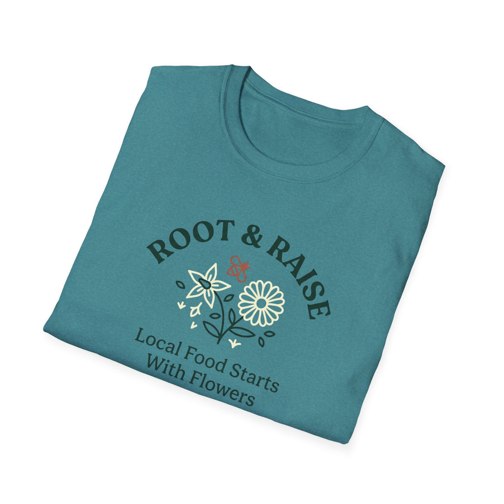 Local Food Starts With Flowers T-Shirt - Sketch