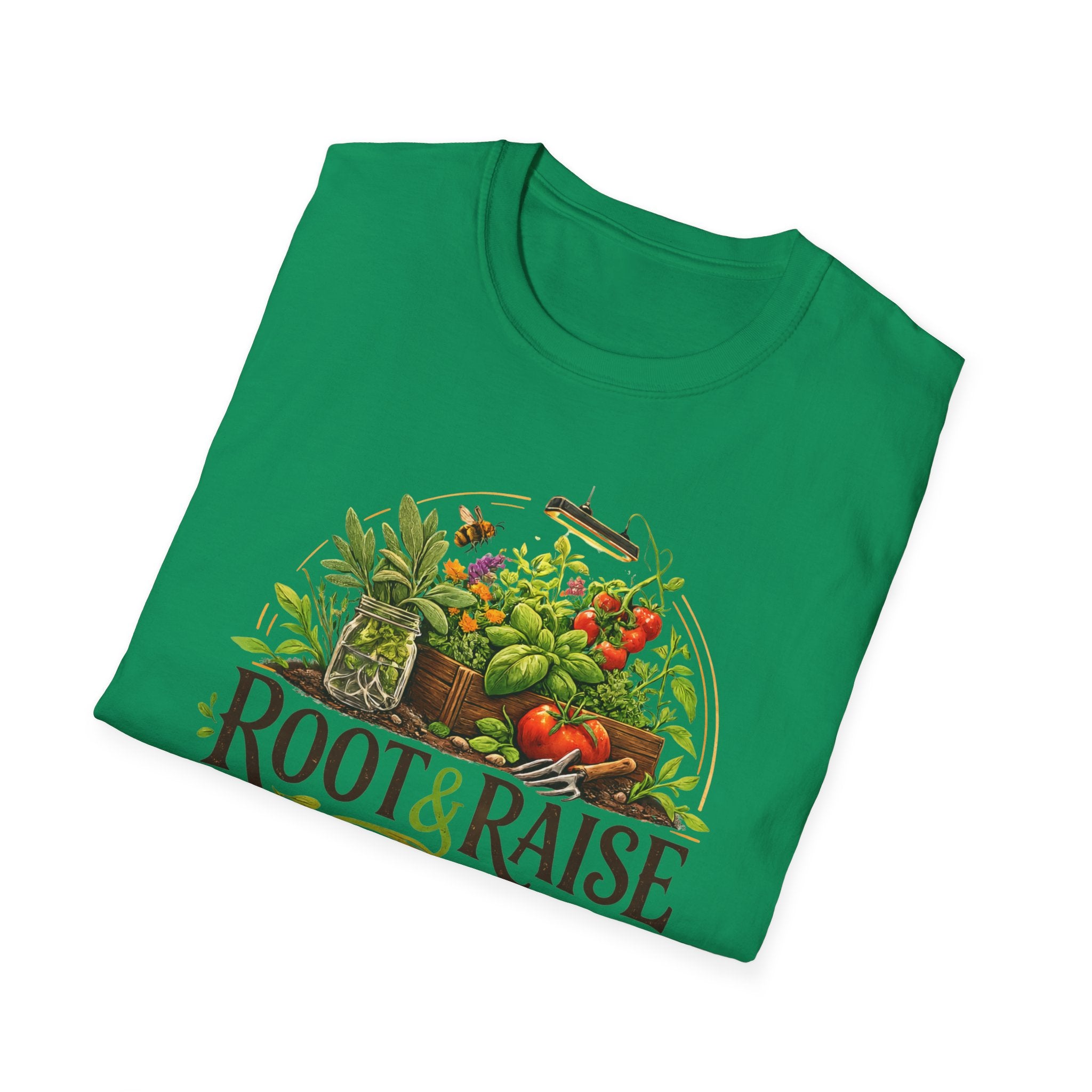Root and Raise Logo Grow Harvest Repeat T-Shirt