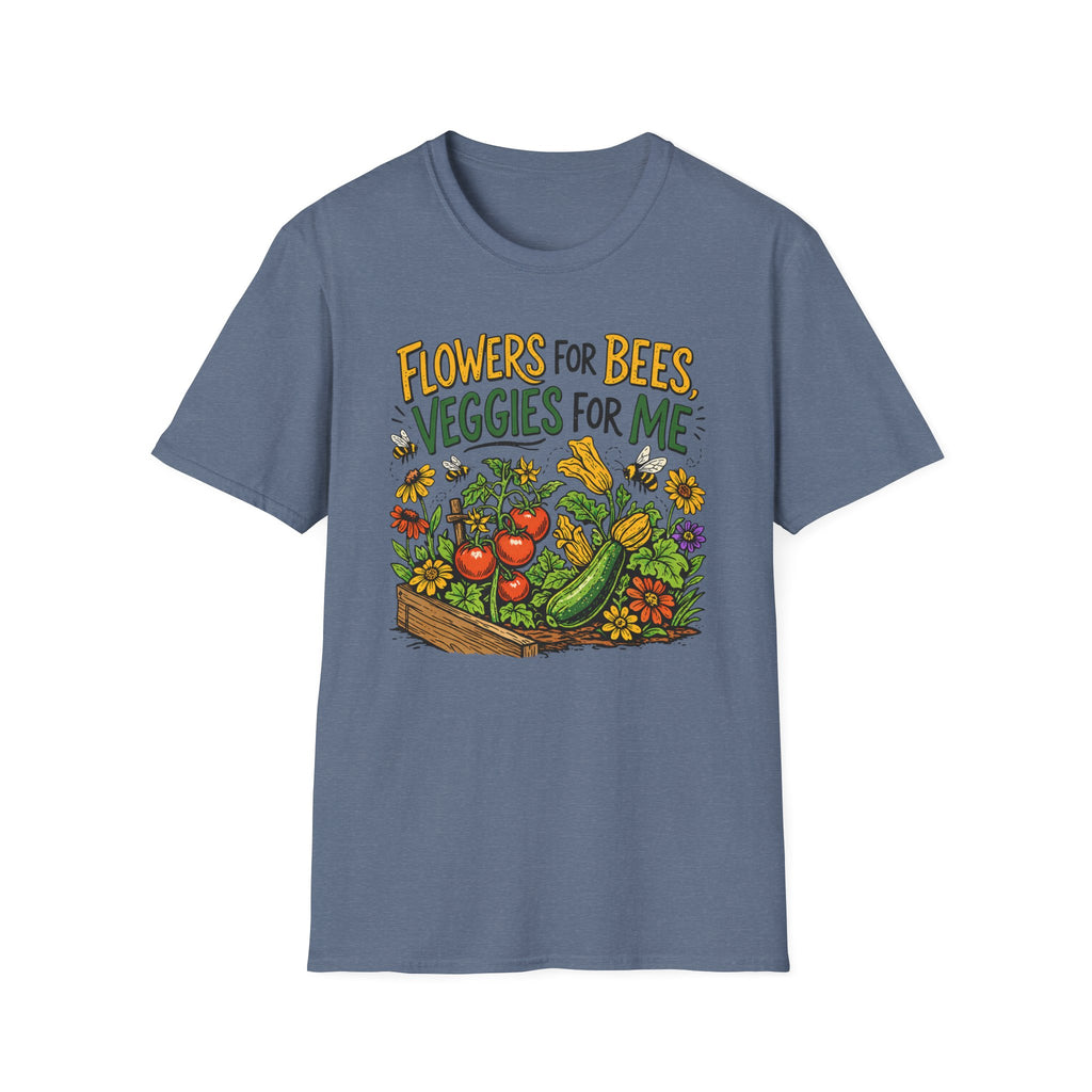 Flowers For Bees Veggies For Me T-Shirt - Illustrated