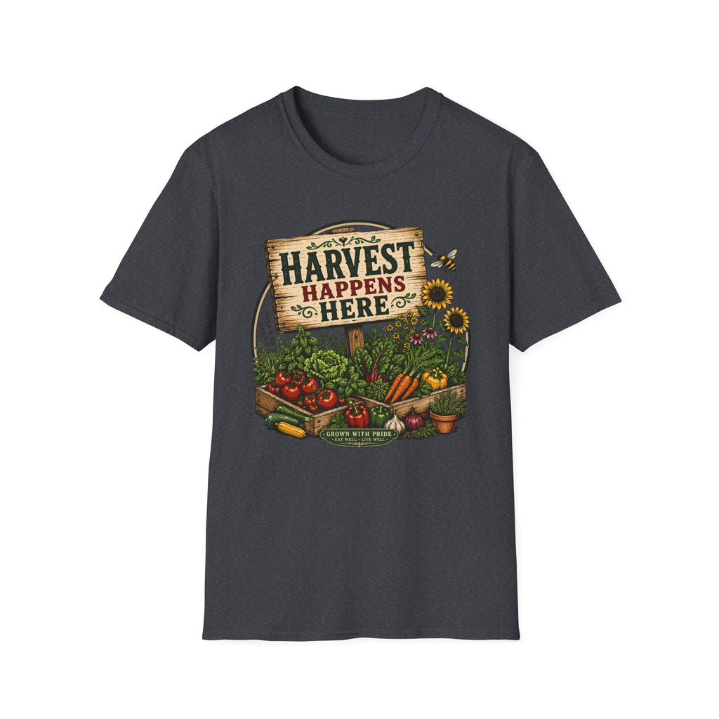 Harvest Happens Here Gardening T-Shirt