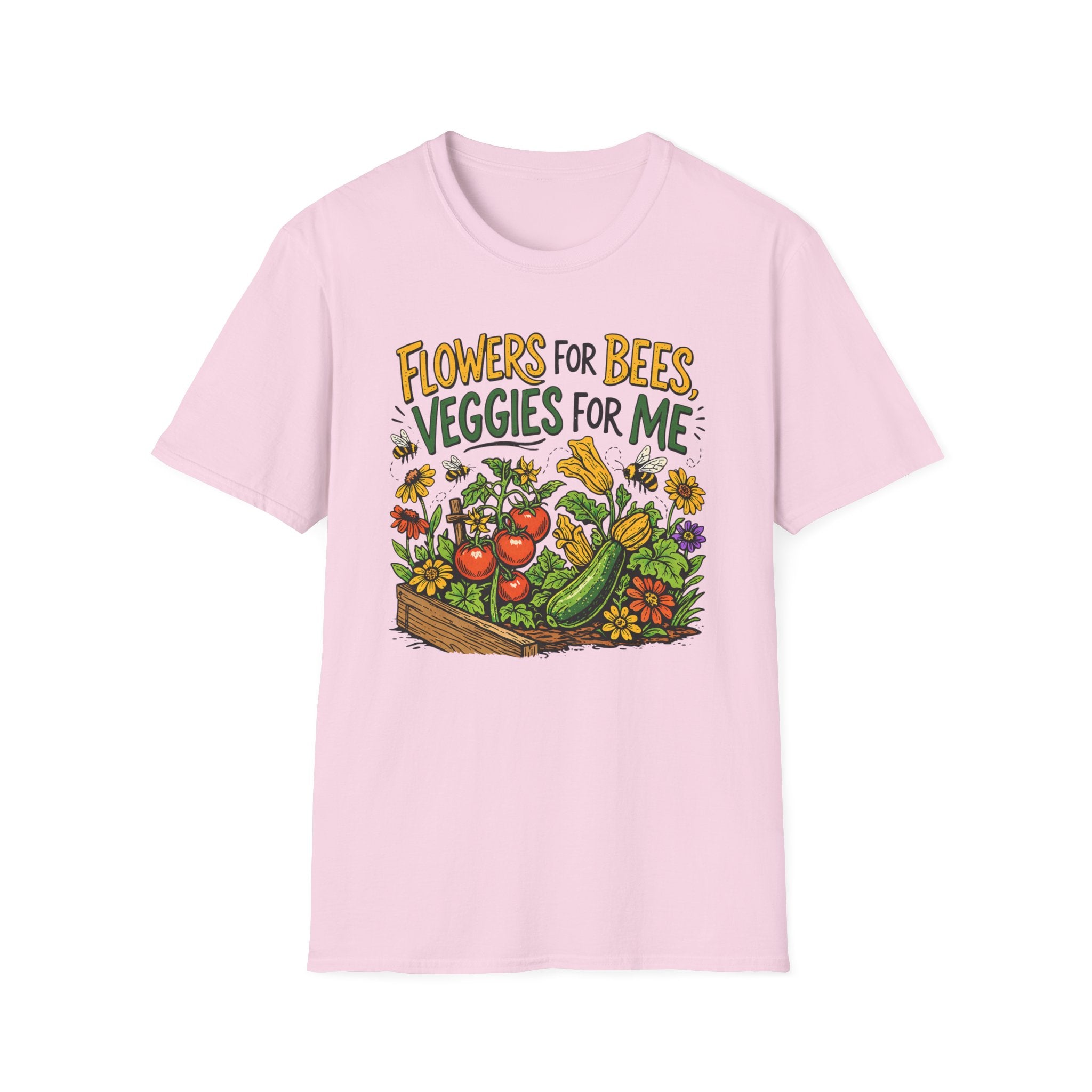 Flowers For Bees Veggies For Me T-Shirt - Illustrated