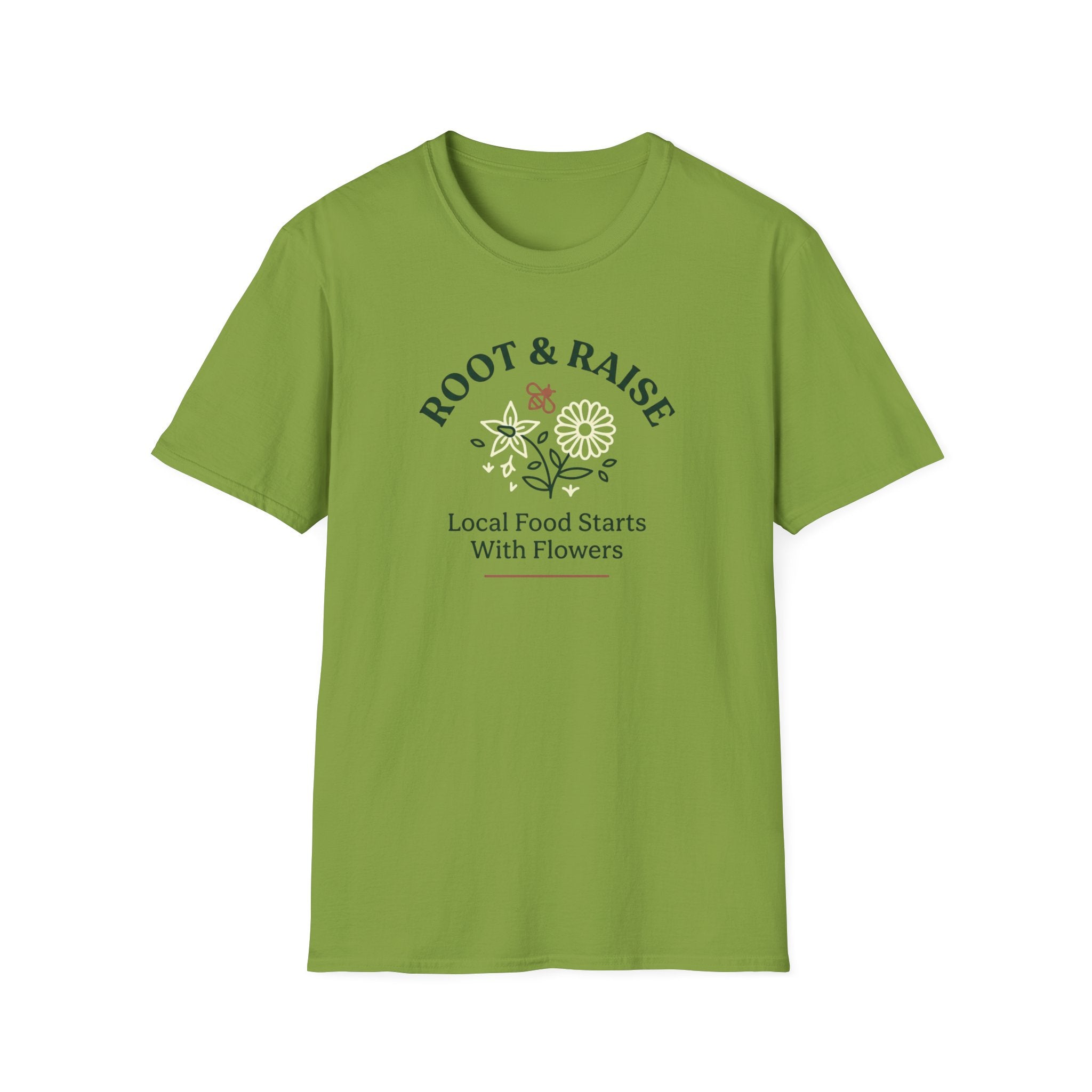 Local Food Starts With Flowers T-Shirt - Sketch