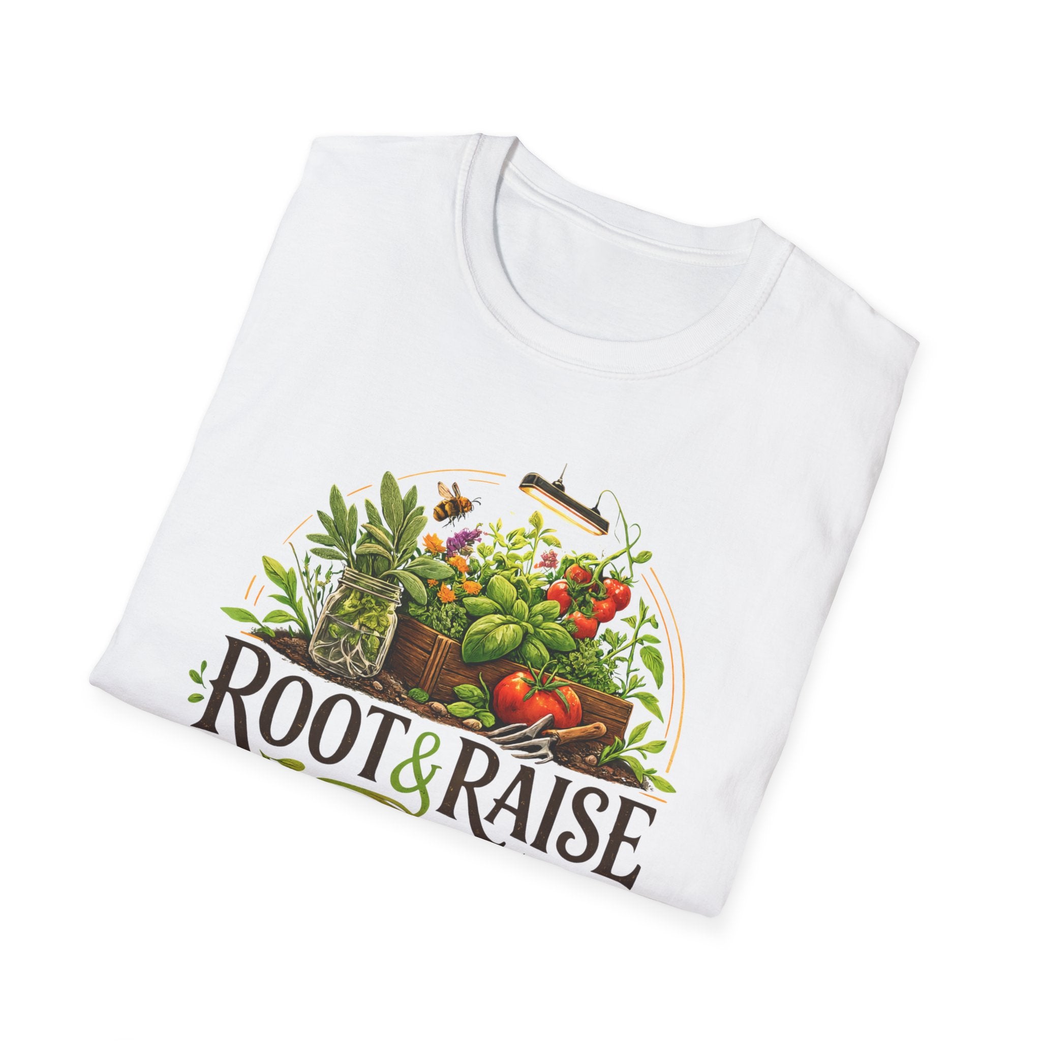Root and Raise Logo Grow Harvest Repeat T-Shirt