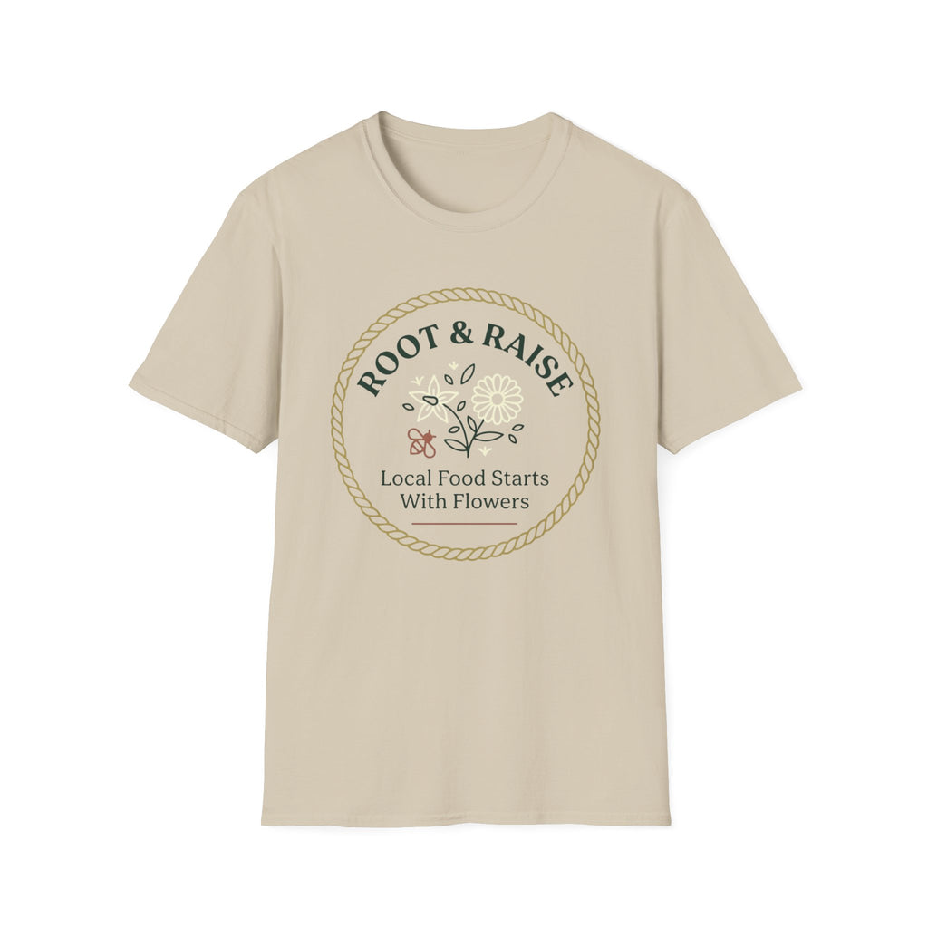 Local Food Starts With Flowers T-Shirt - Framed