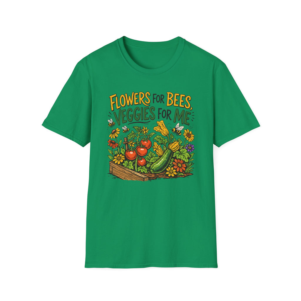 Flowers For Bees Veggies For Me T-Shirt - Illustrated