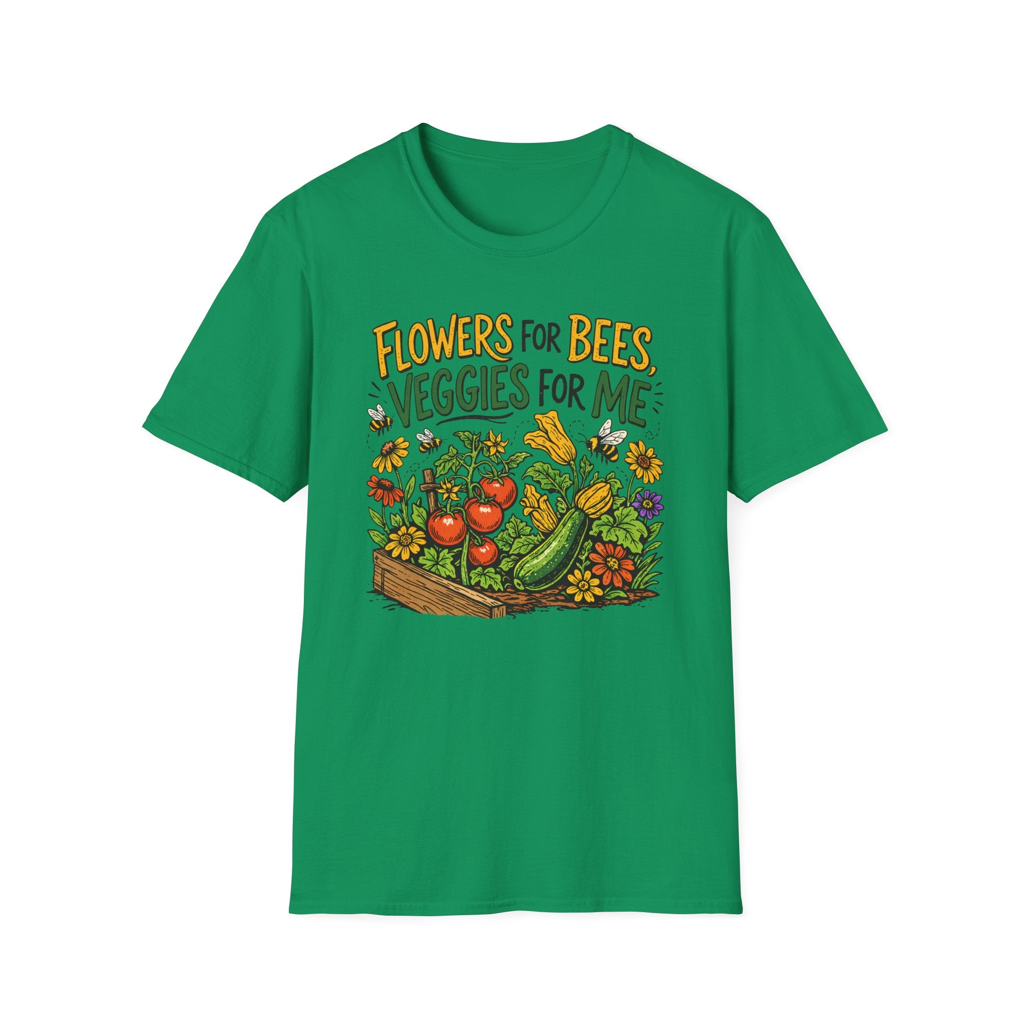 Flowers For Bees Veggies For Me T-Shirt - Illustrated