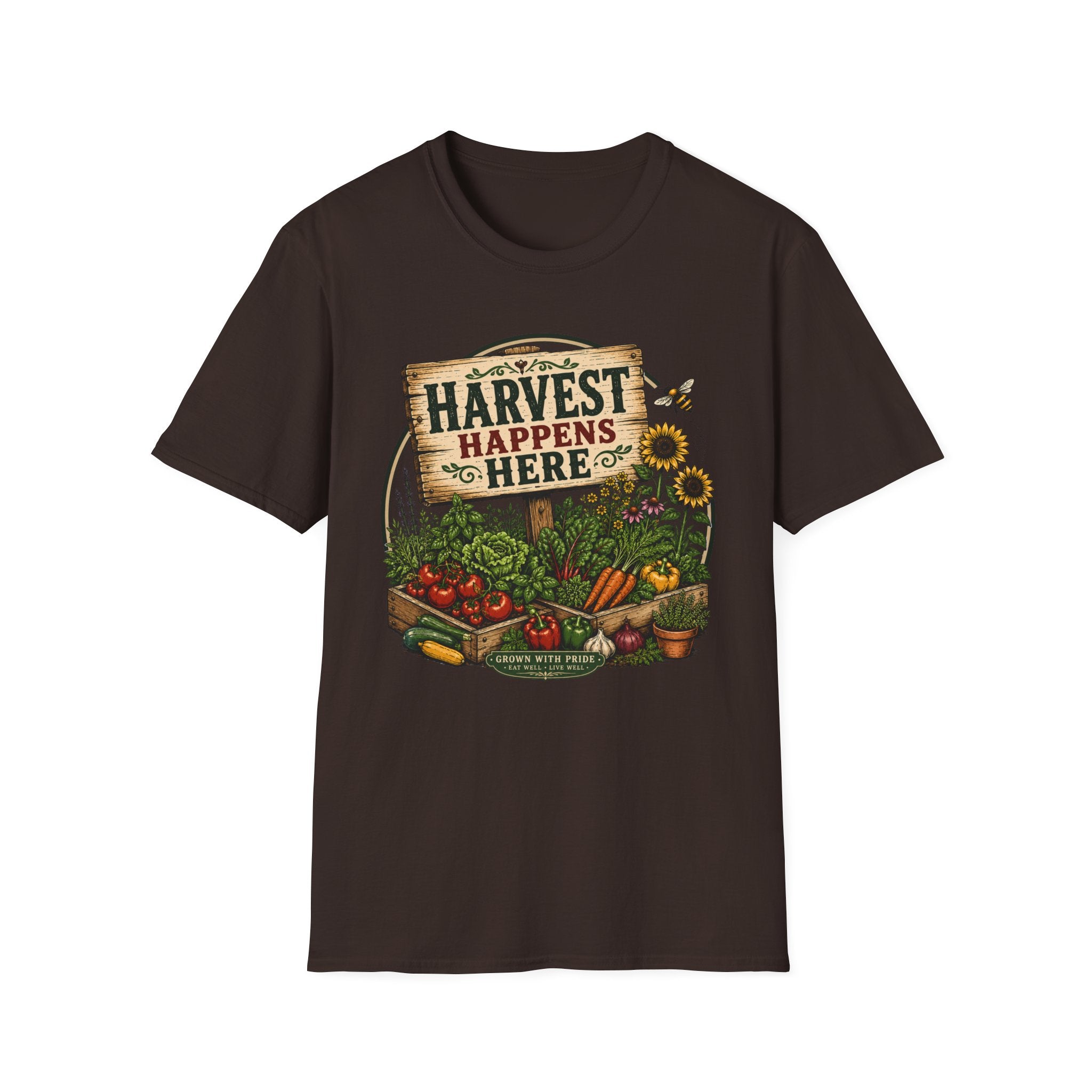 Harvest Happens Here Gardening T-Shirt