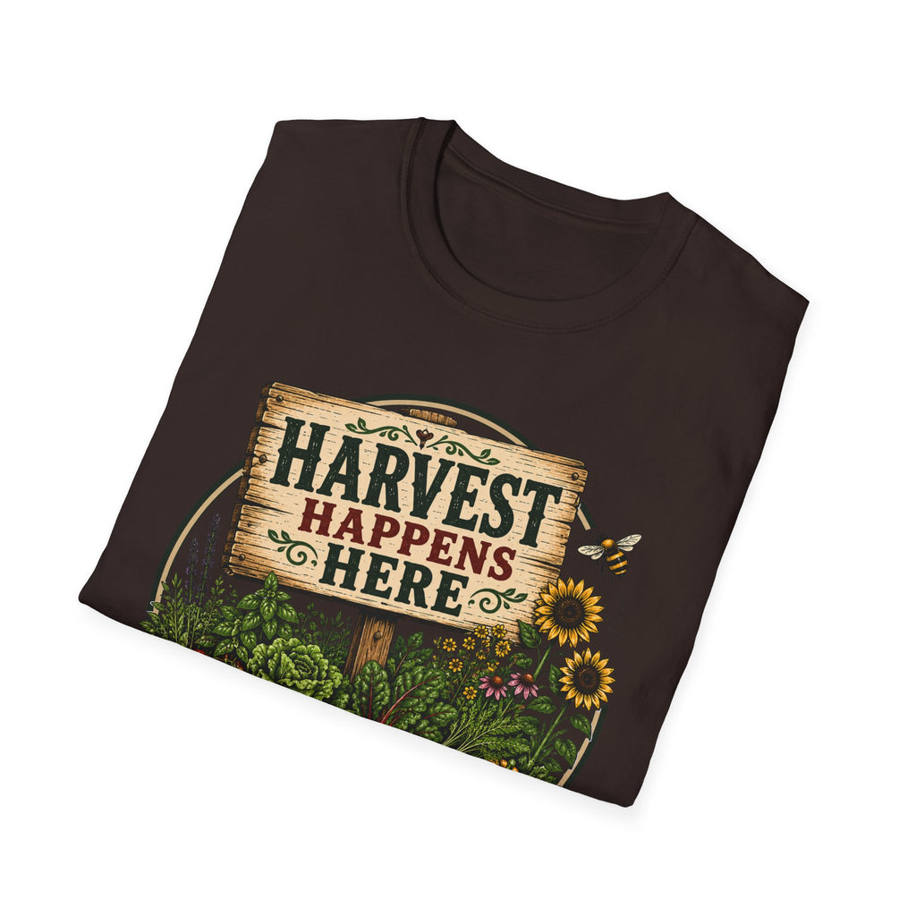Harvest Happens Here Gardening T-Shirt