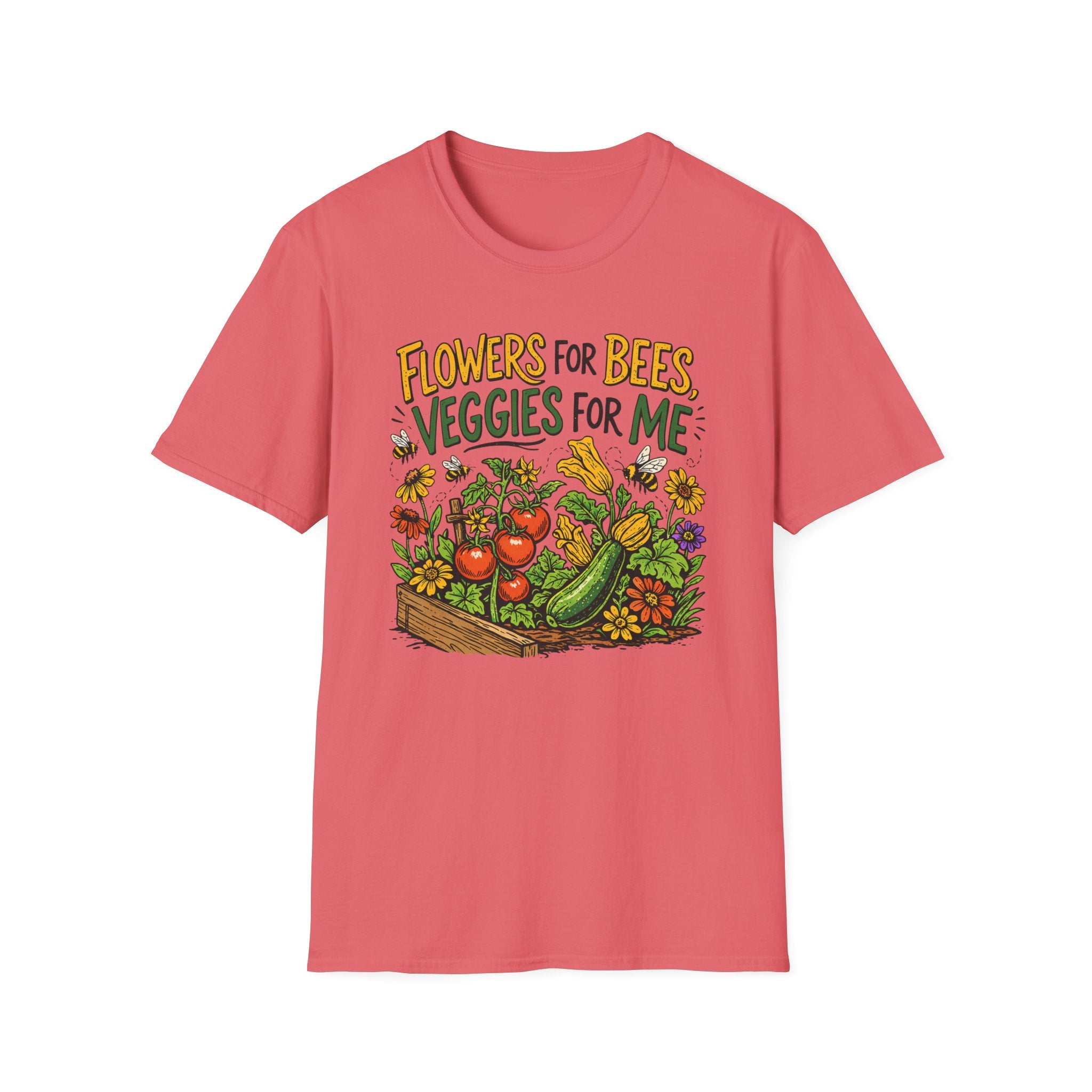 Flowers For Bees Veggies For Me T-Shirt - Illustrated