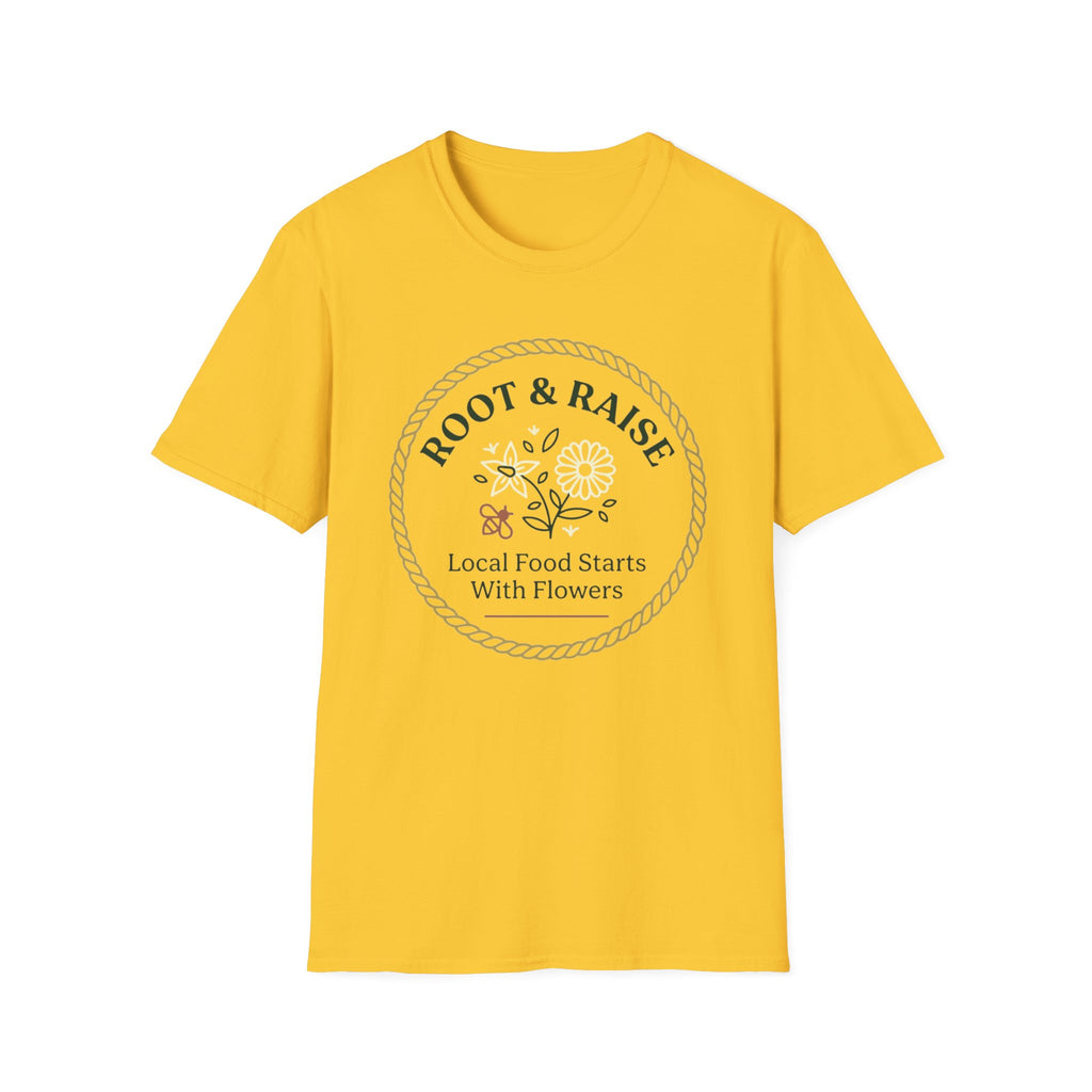 Local Food Starts With Flowers T-Shirt - Framed