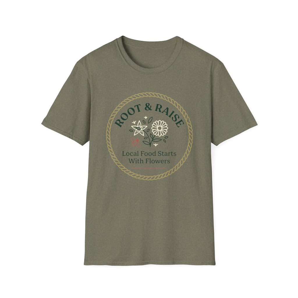 Local Food Starts With Flowers T-Shirt - Framed