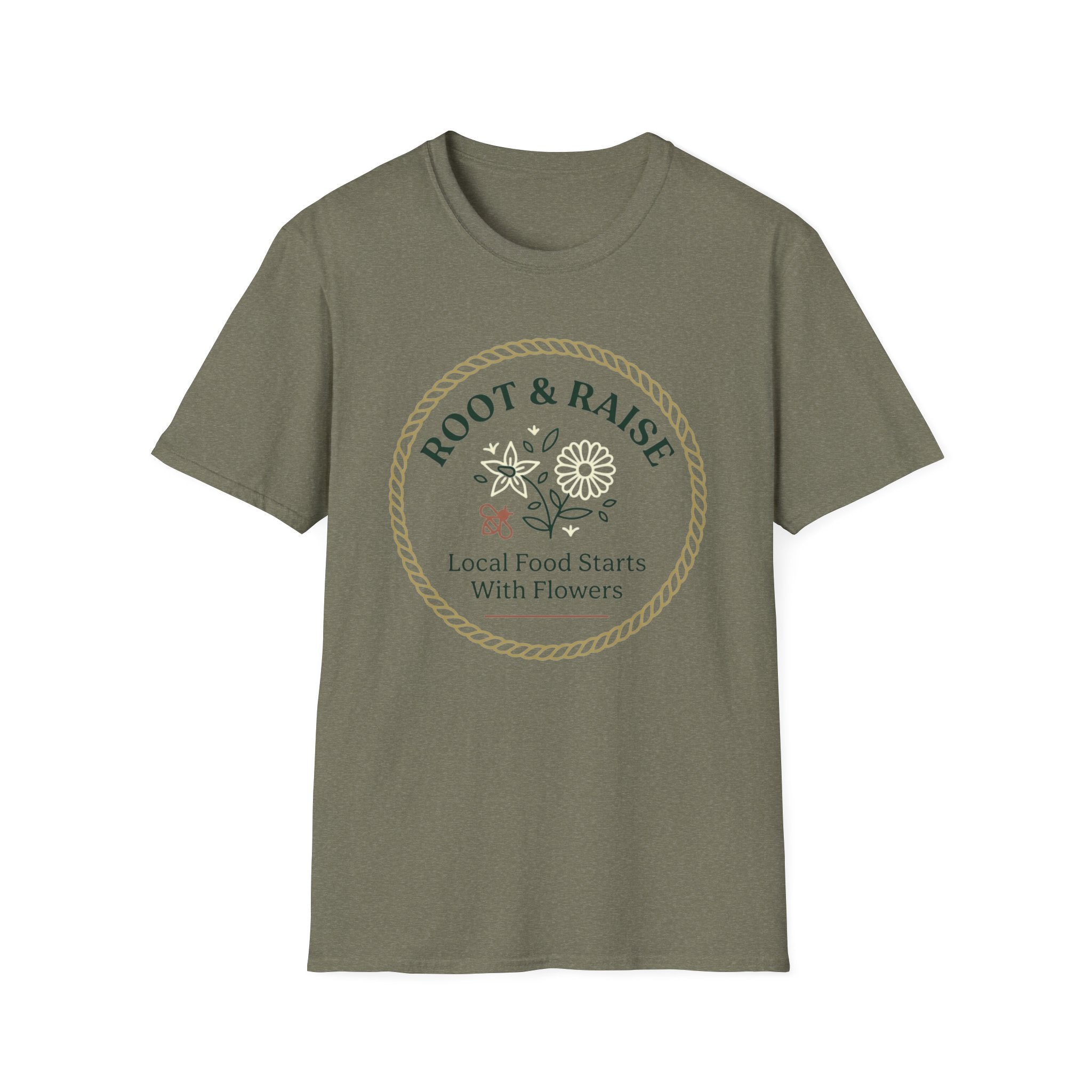 Local Food Starts With Flowers T-Shirt - Framed