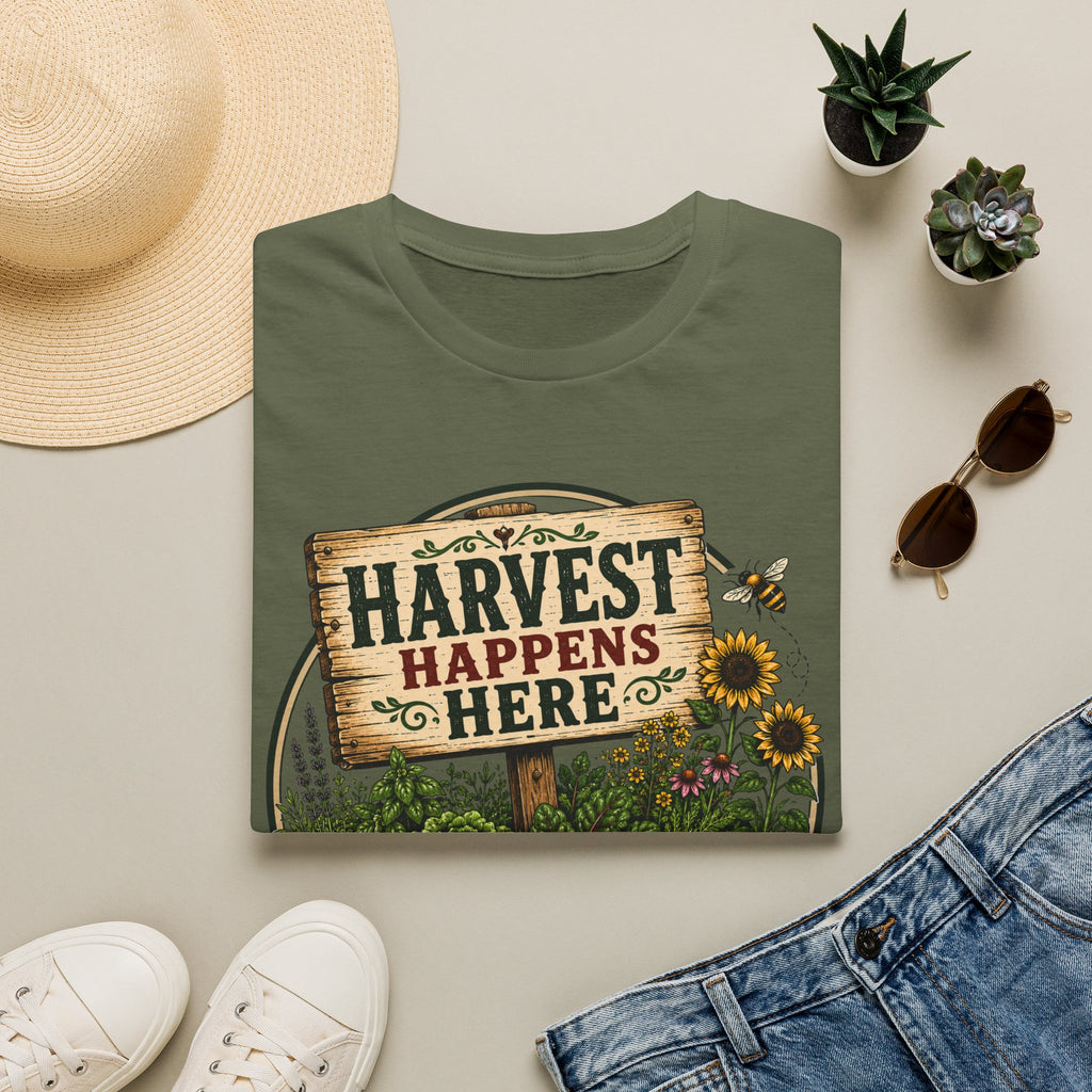 Harvest Happens Here Gardening T-Shirt