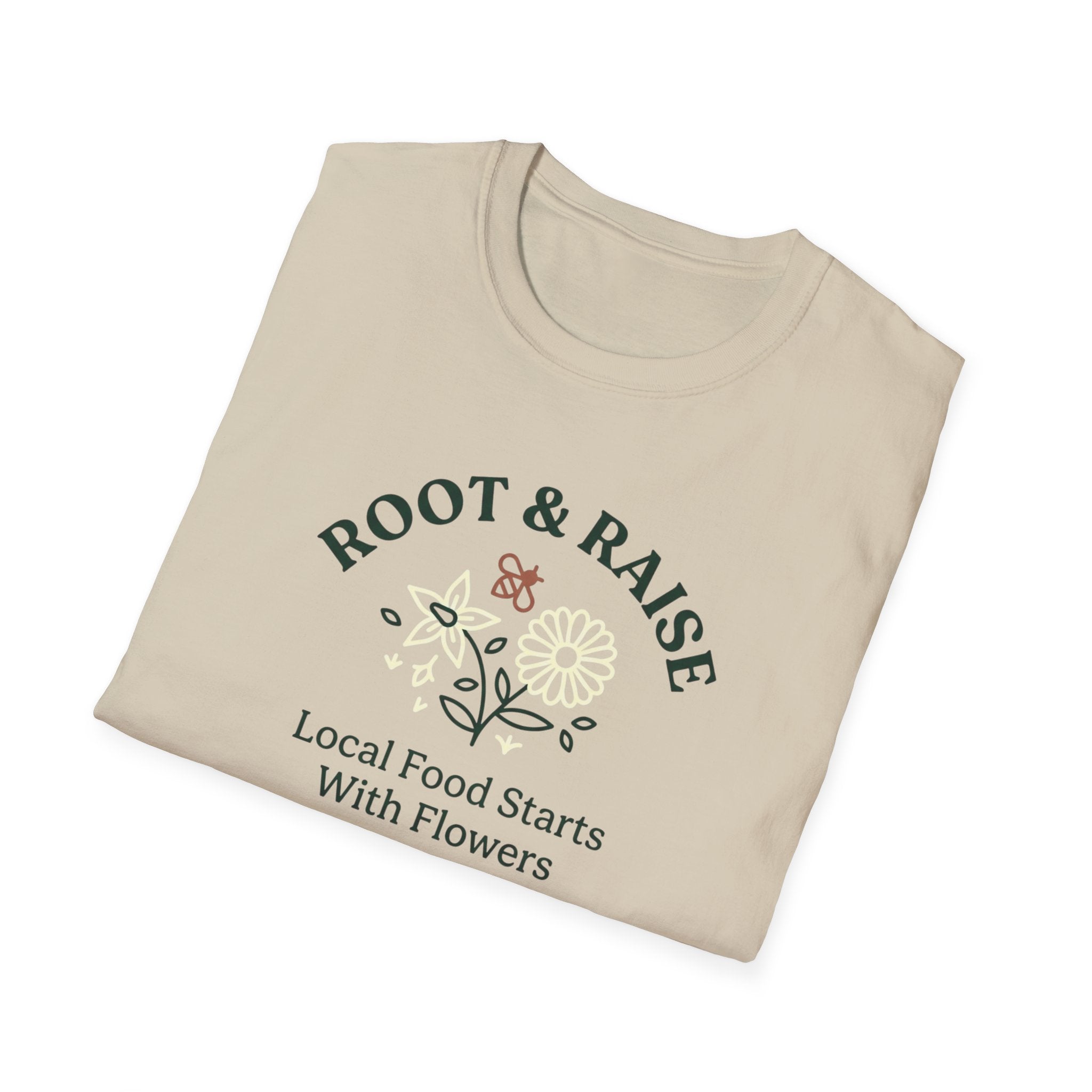 Local Food Starts With Flowers T-Shirt - Sketch