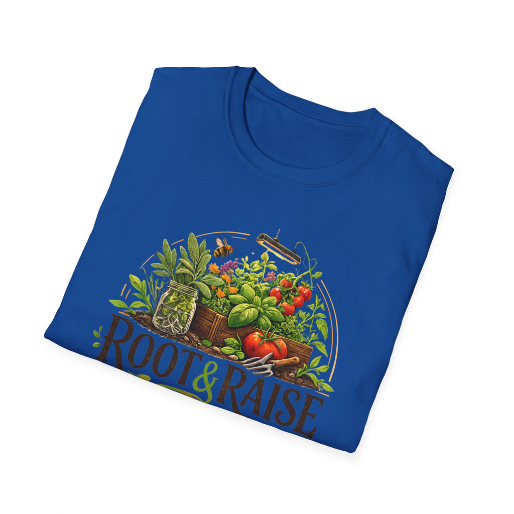 Root and Raise Logo Grow Harvest Repeat T-Shirt