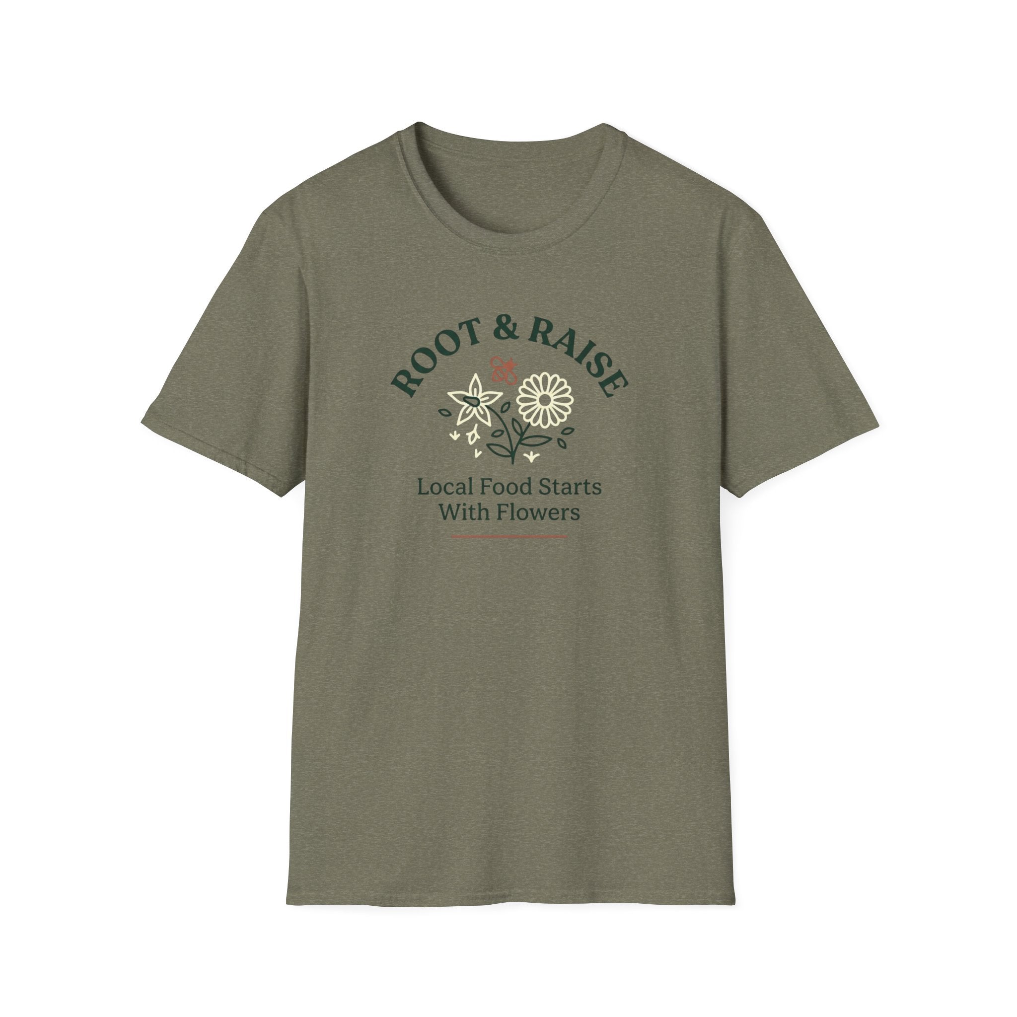 Local Food Starts With Flowers T-Shirt - Sketch