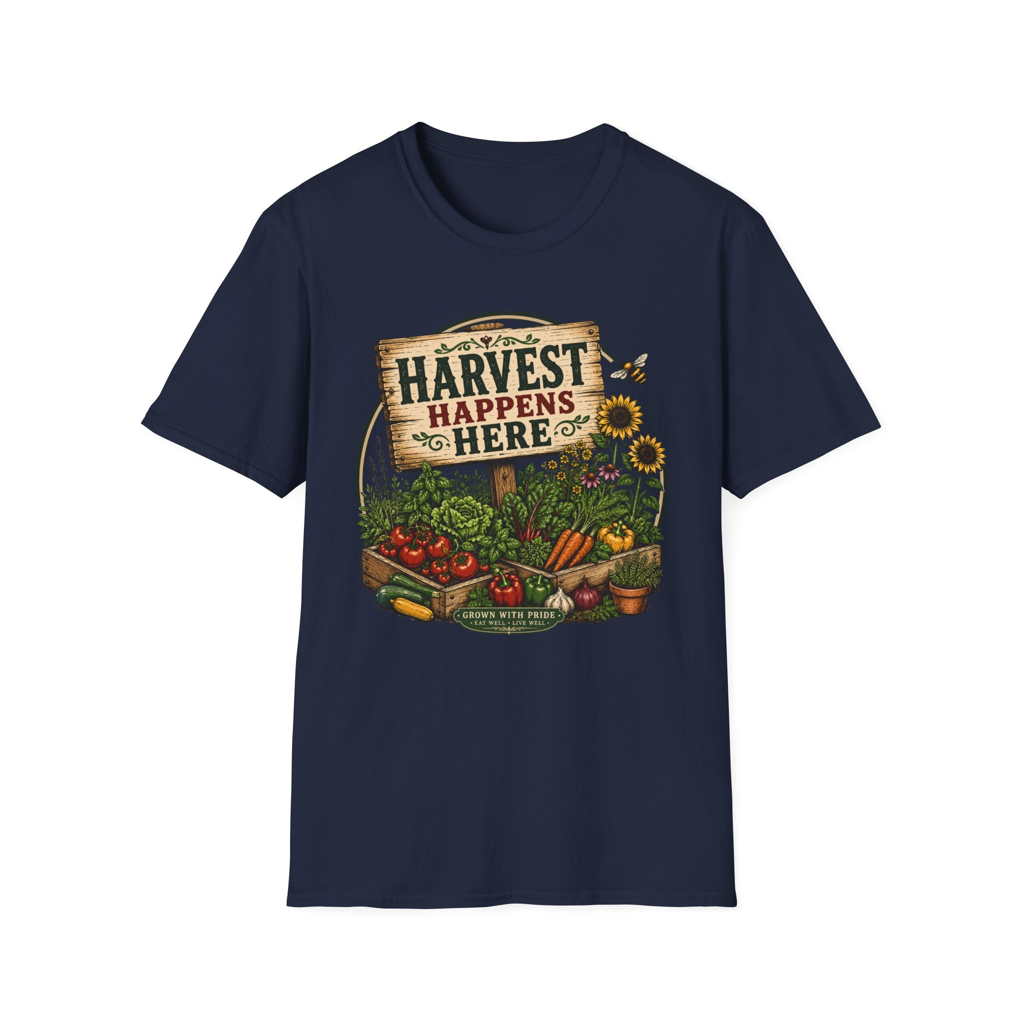 Harvest Happens Here Gardening T-Shirt