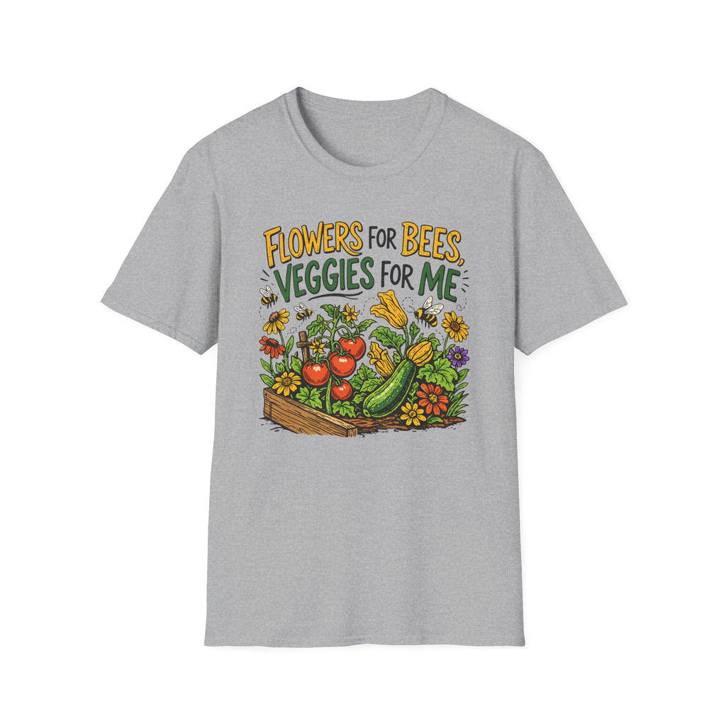 Flowers For Bees Veggies For Me T-Shirt - Illustrated