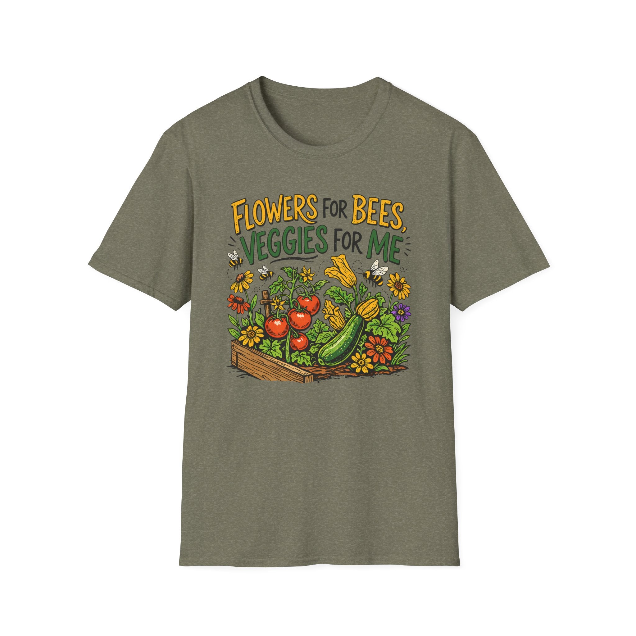 Flowers For Bees Veggies For Me T-Shirt - Illustrated