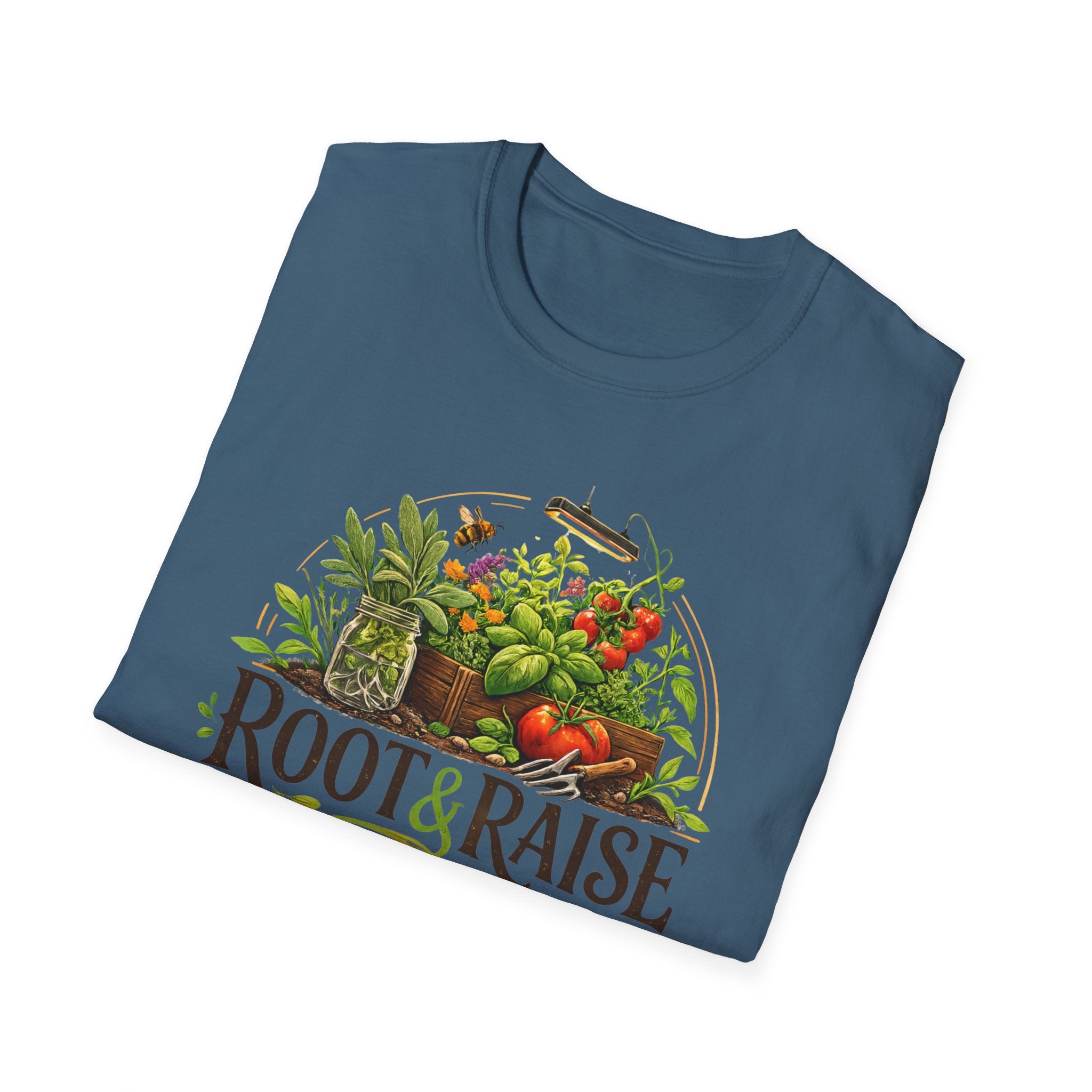 Root and Raise Logo Grow Harvest Repeat T-Shirt