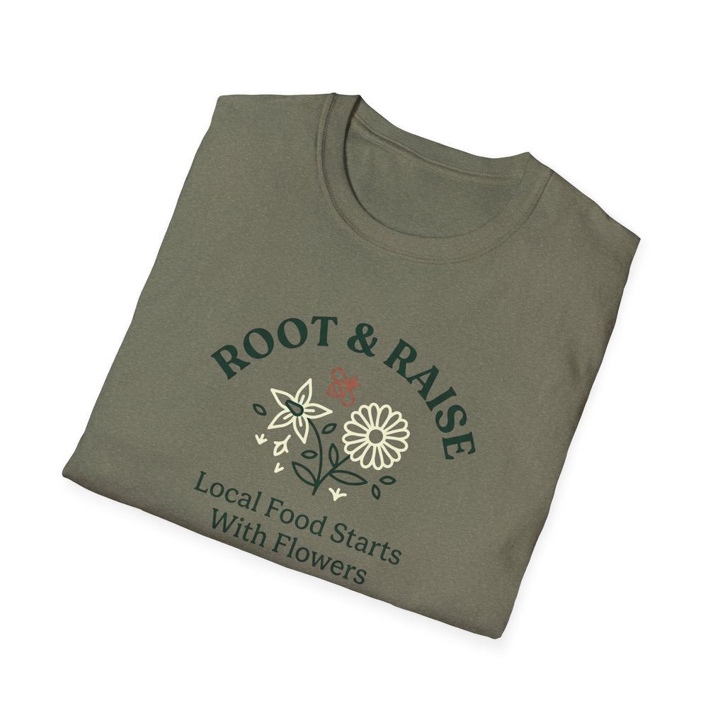Local Food Starts With Flowers T-Shirt - Sketch