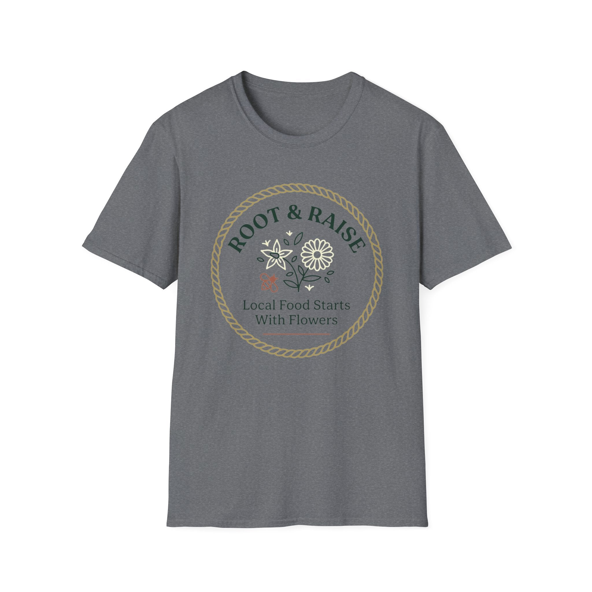 Local Food Starts With Flowers T-Shirt - Framed