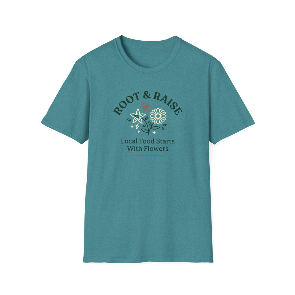 Local Food Starts With Flowers T-Shirt - Sketch