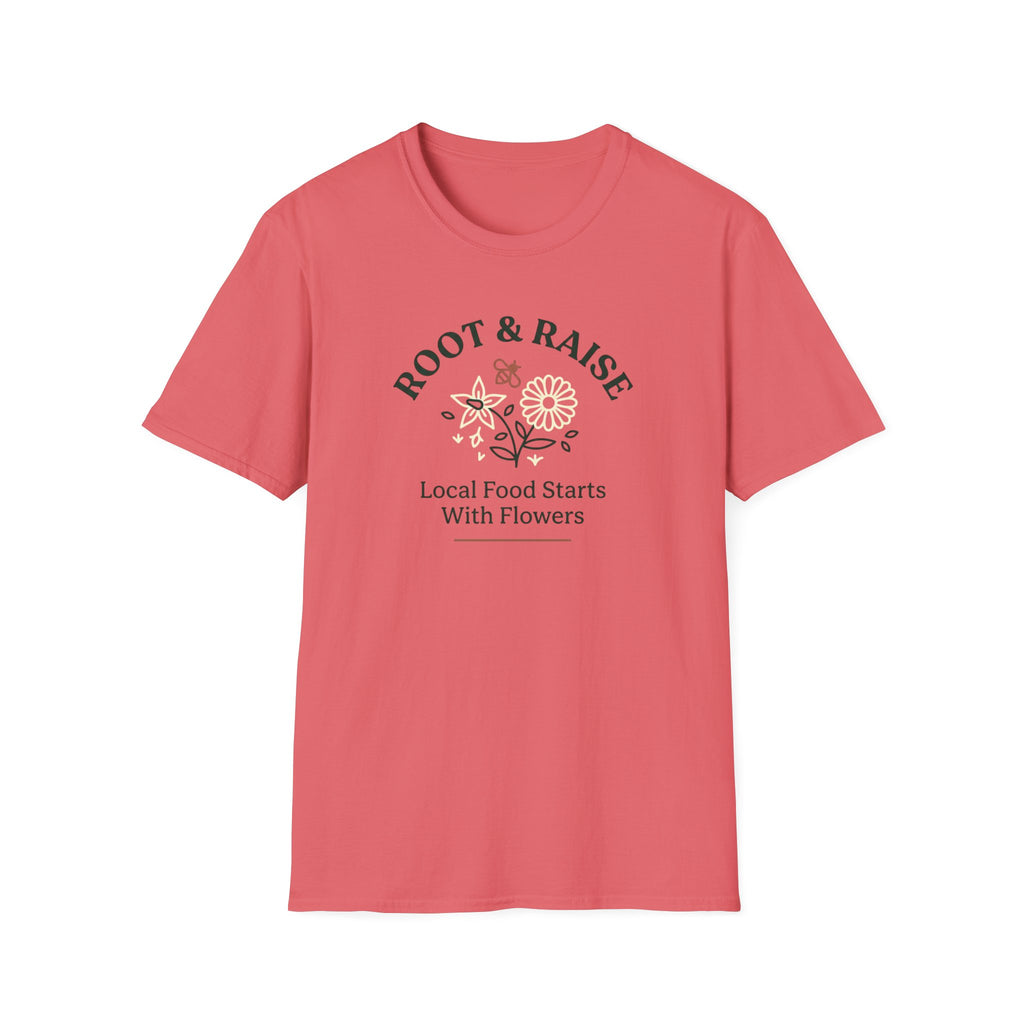 Local Food Starts With Flowers T-Shirt - Sketch