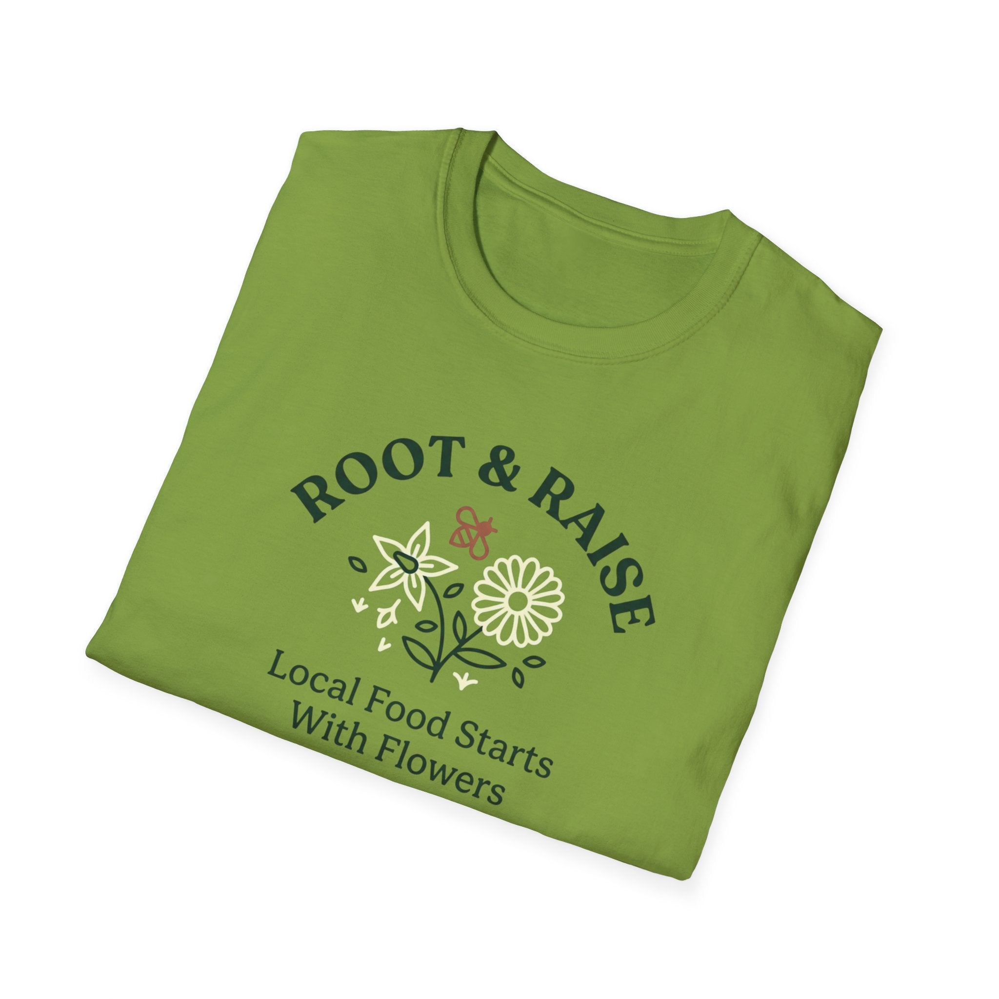 Local Food Starts With Flowers T-Shirt - Sketch