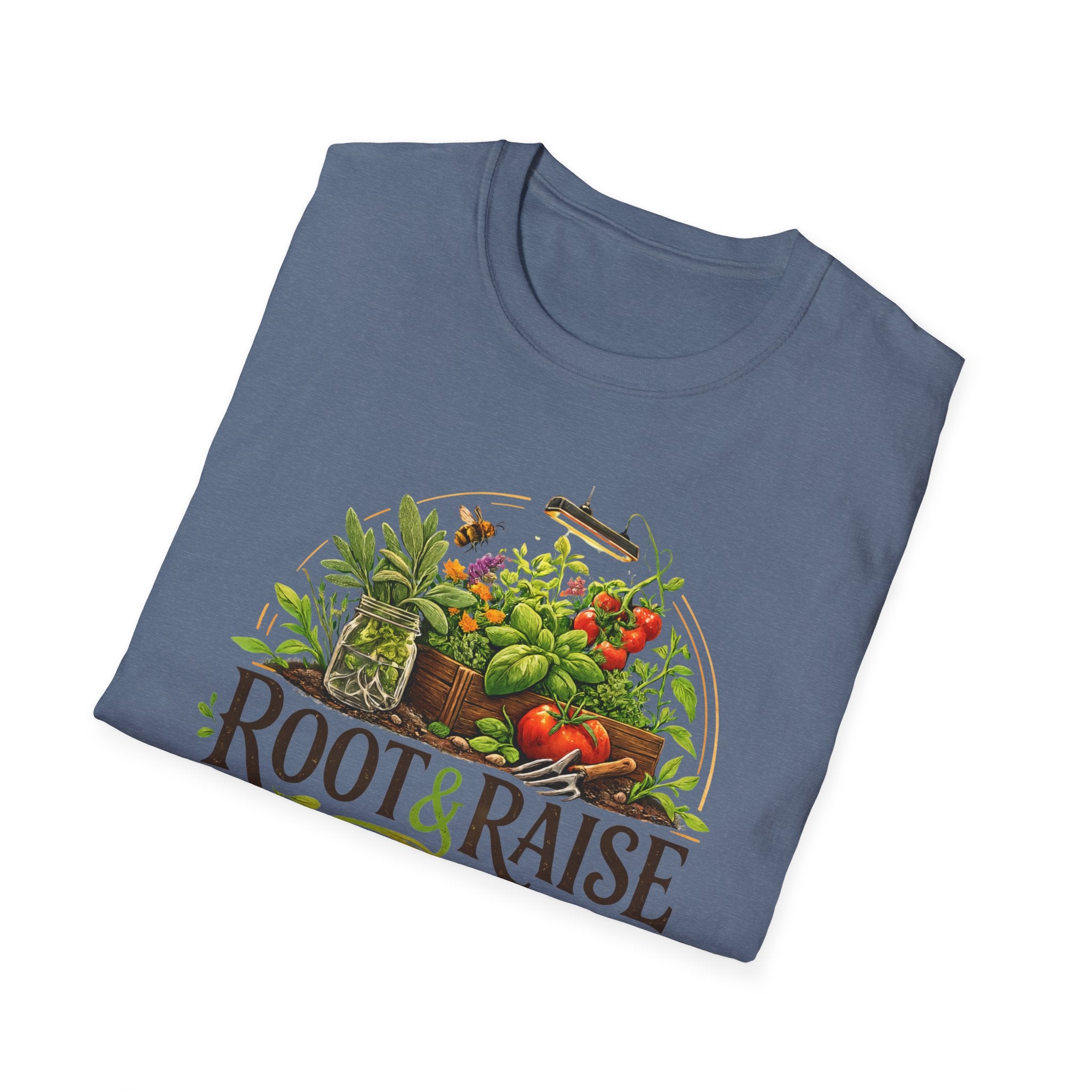Root and Raise Logo Grow Harvest Repeat T-Shirt