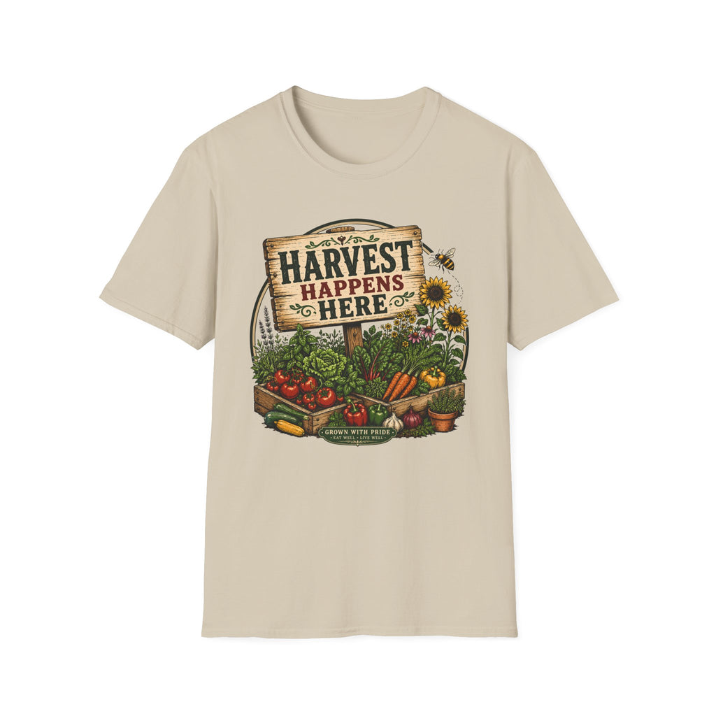 Harvest Happens Here Gardening T-Shirt