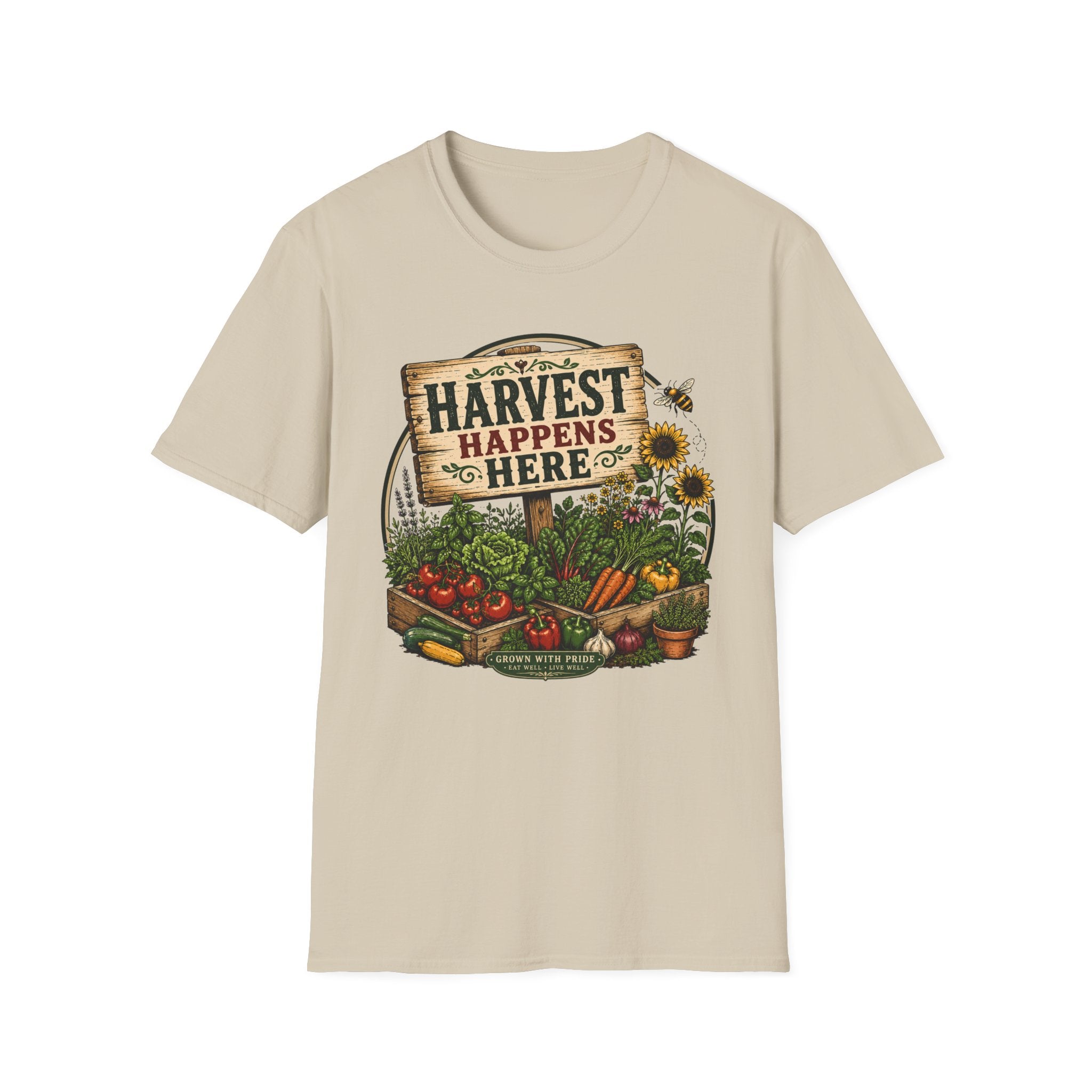 Harvest Happens Here Gardening T-Shirt