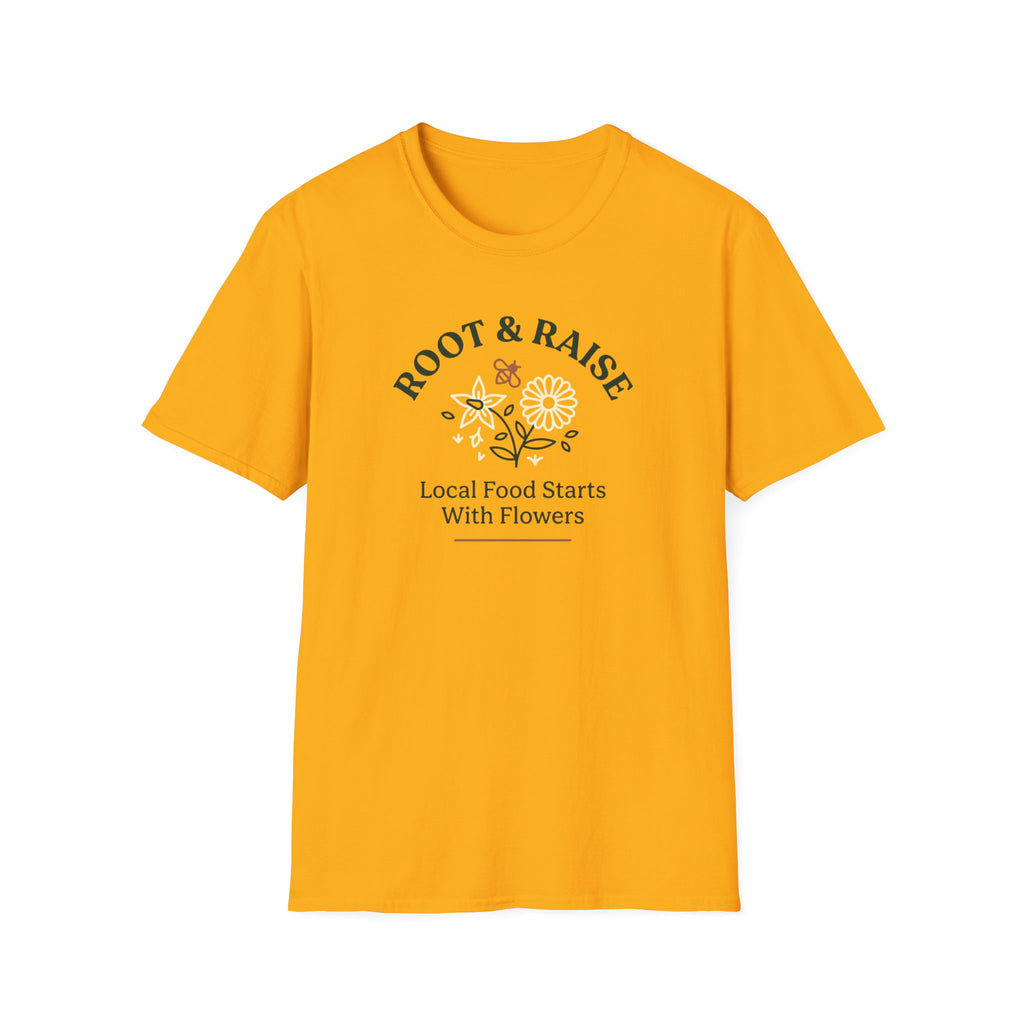 Local Food Starts With Flowers T-Shirt - Sketch