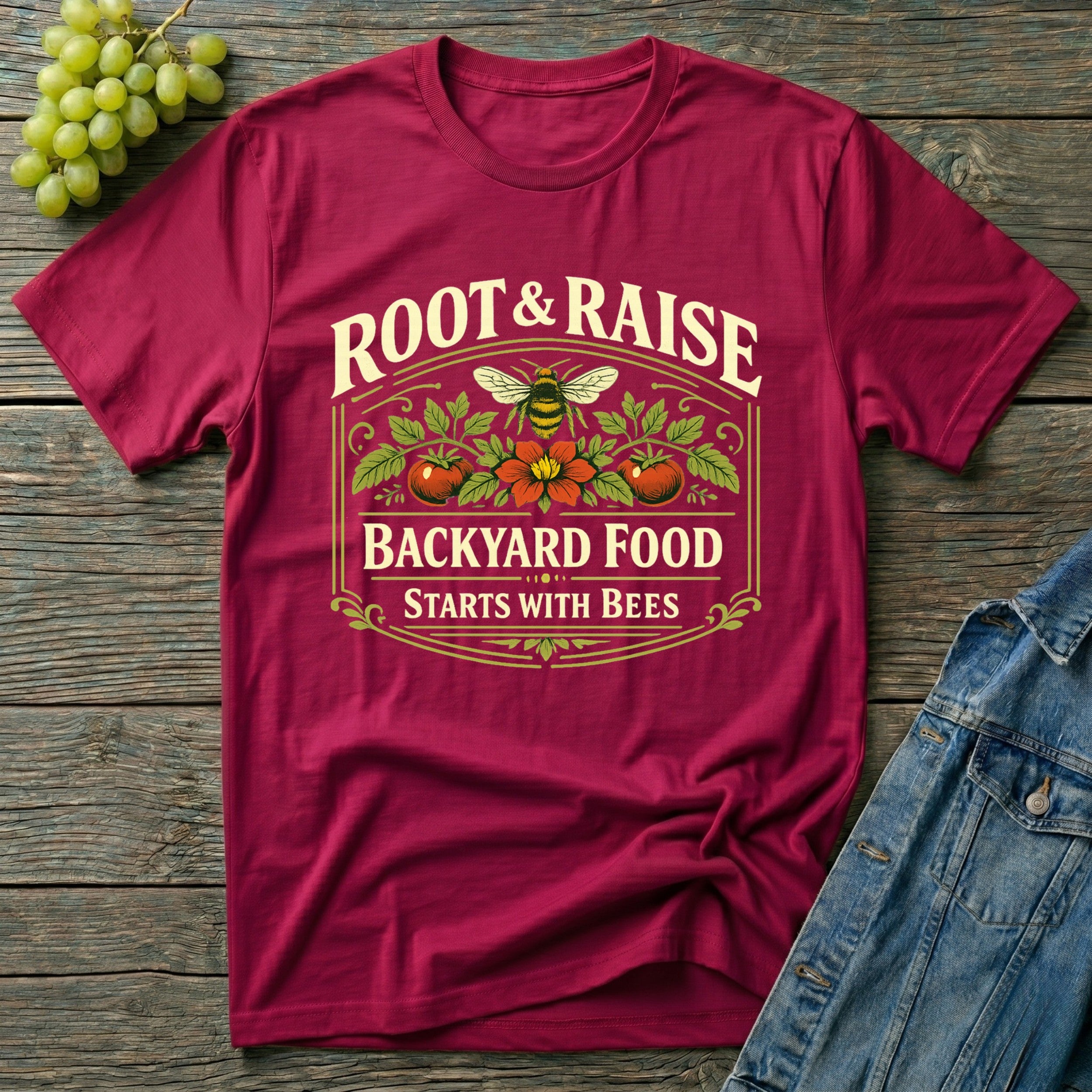 Backyard Food Starts With Bees T-Shirt - Vintage