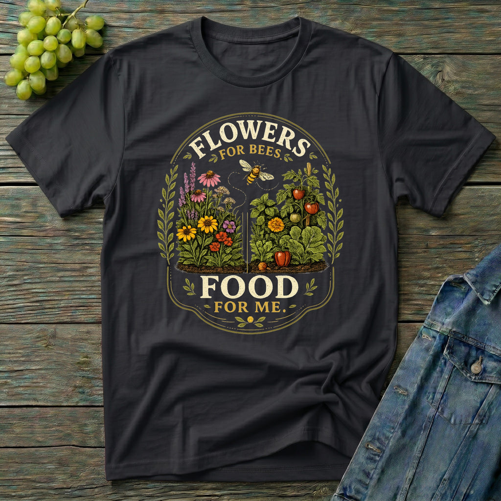 Flowers for Bees Food for Me Pollinator Garden Oval T-Shirt