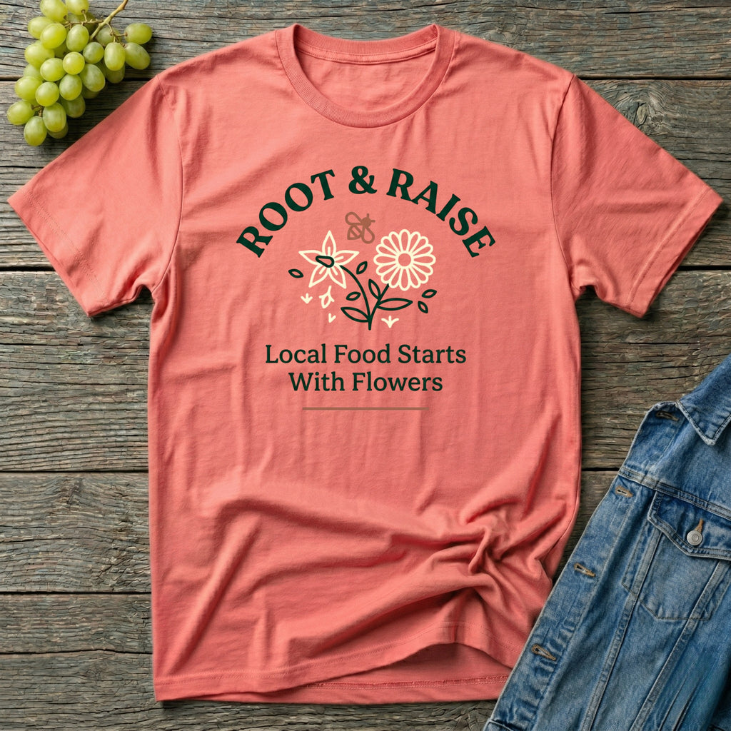 Local Food Starts With Flowers T-Shirt - Sketch