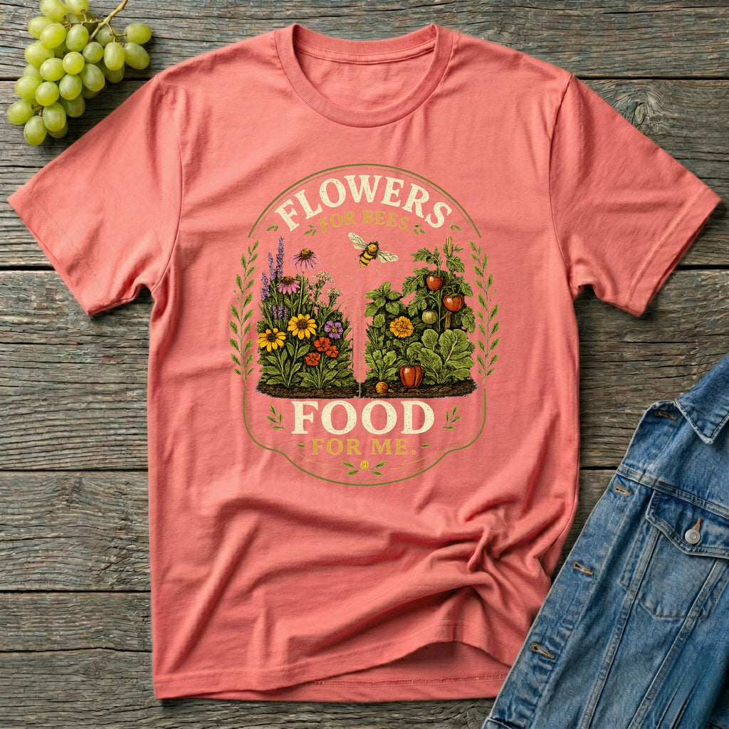 Flowers for Bees Food for Me Pollinator Garden Oval T-Shirt