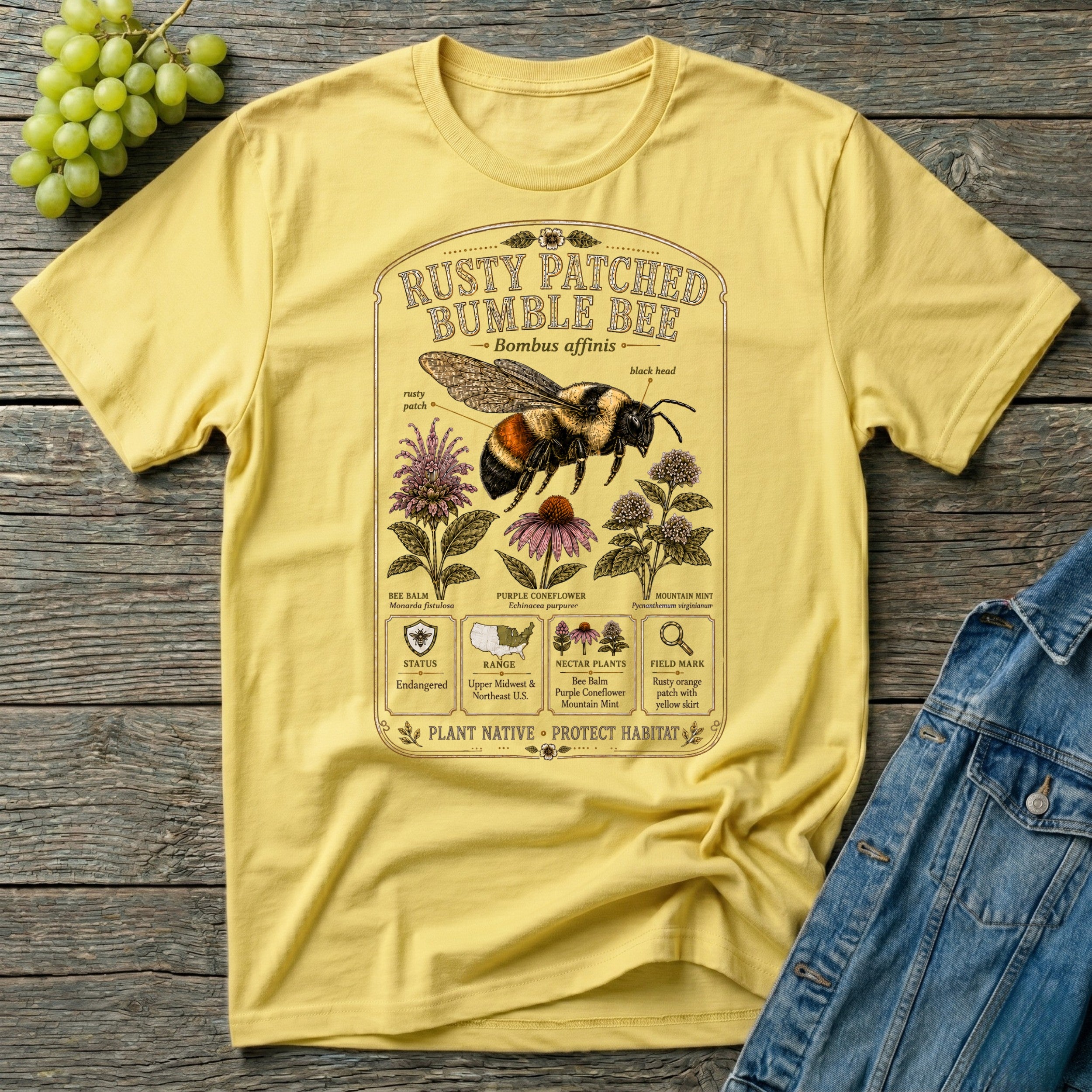 Rusty Patched Bumble Bee Field Guide T-Shirt