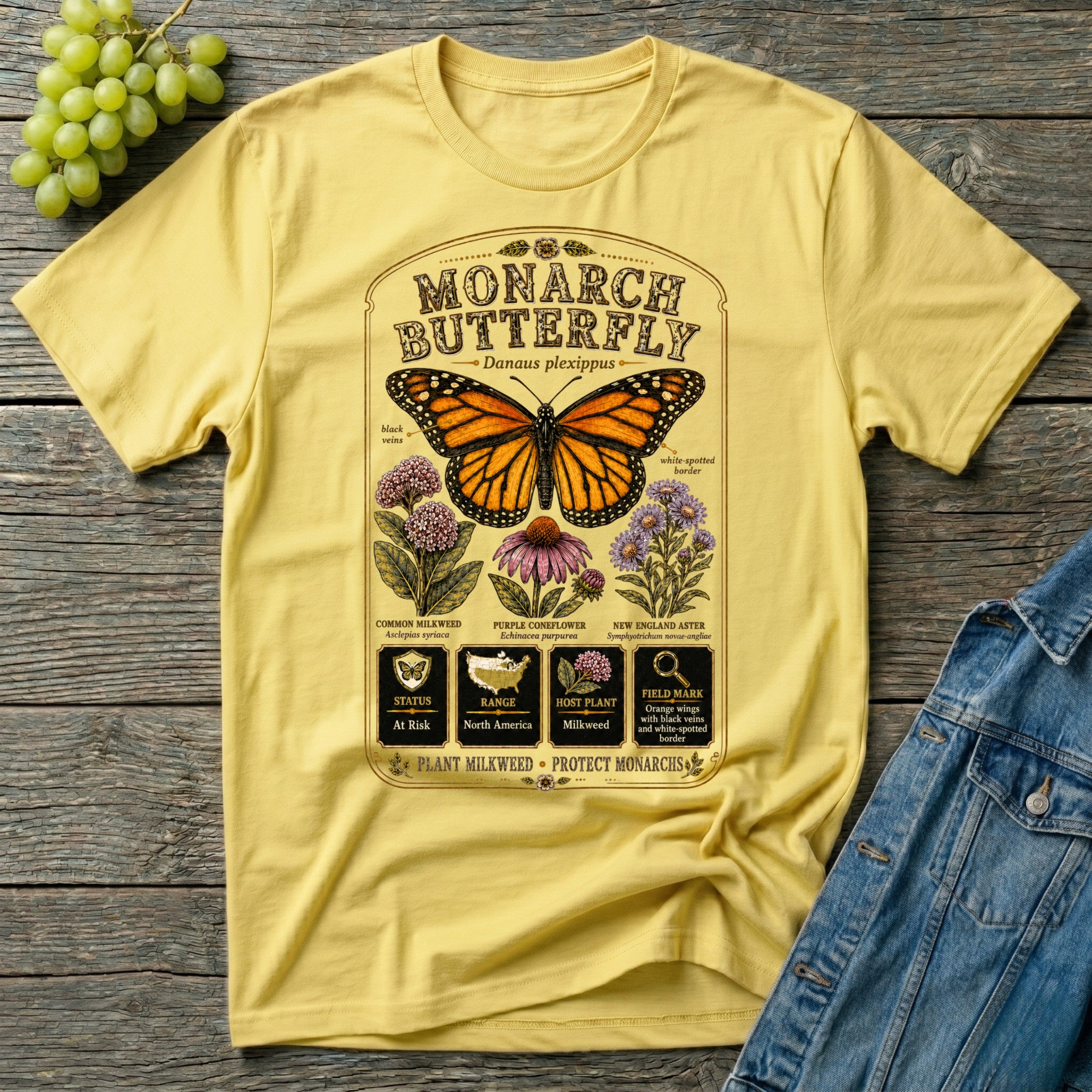 Monarch Butterfly Native Pollinator Field Guide T-Shirt