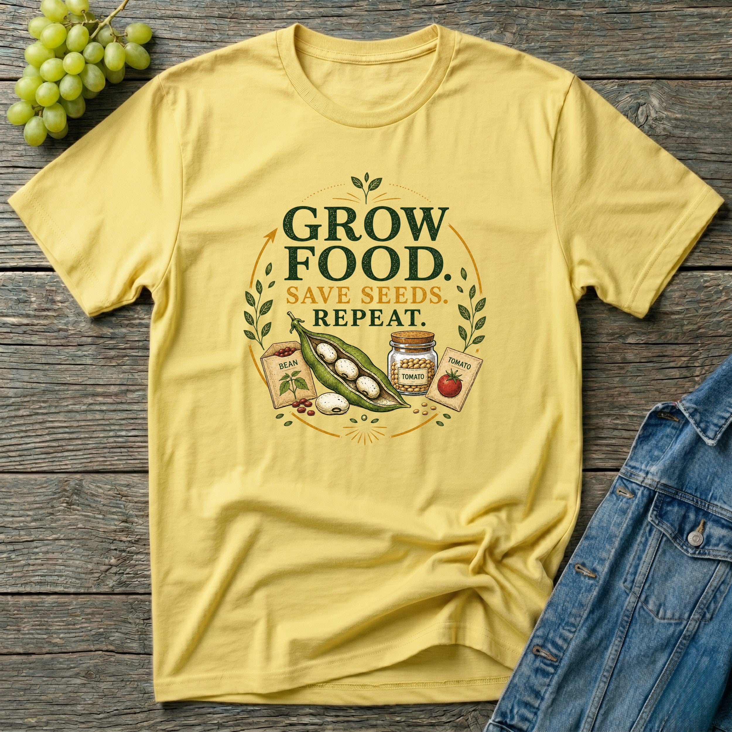 Grow Food Save Seeds Repeat Gardening T-Shirt