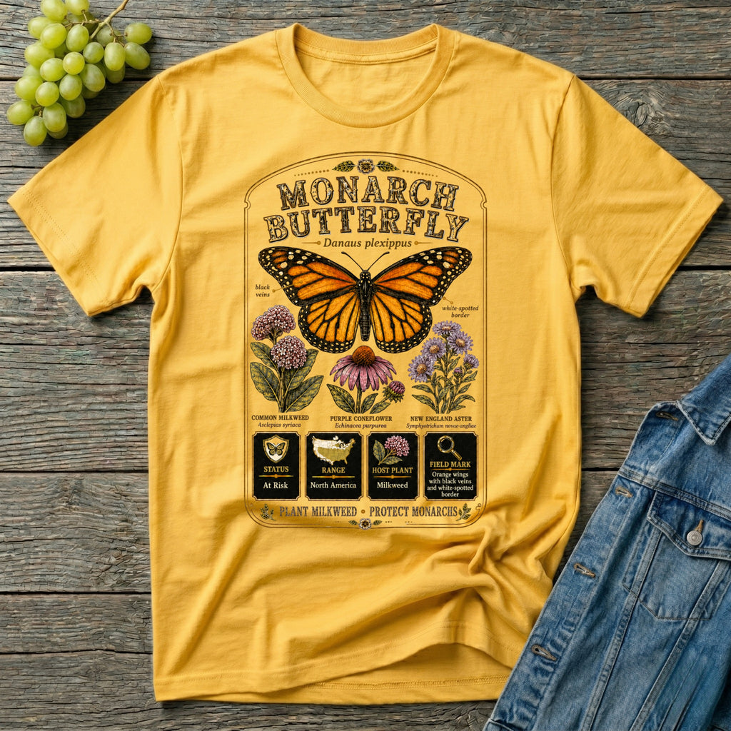 Monarch Butterfly Native Pollinator Field Guide T-Shirt