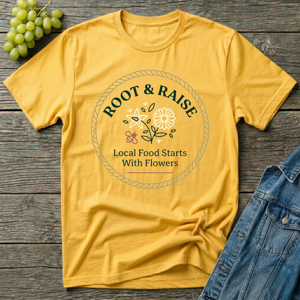 Local Food Starts With Flowers T-Shirt - Framed