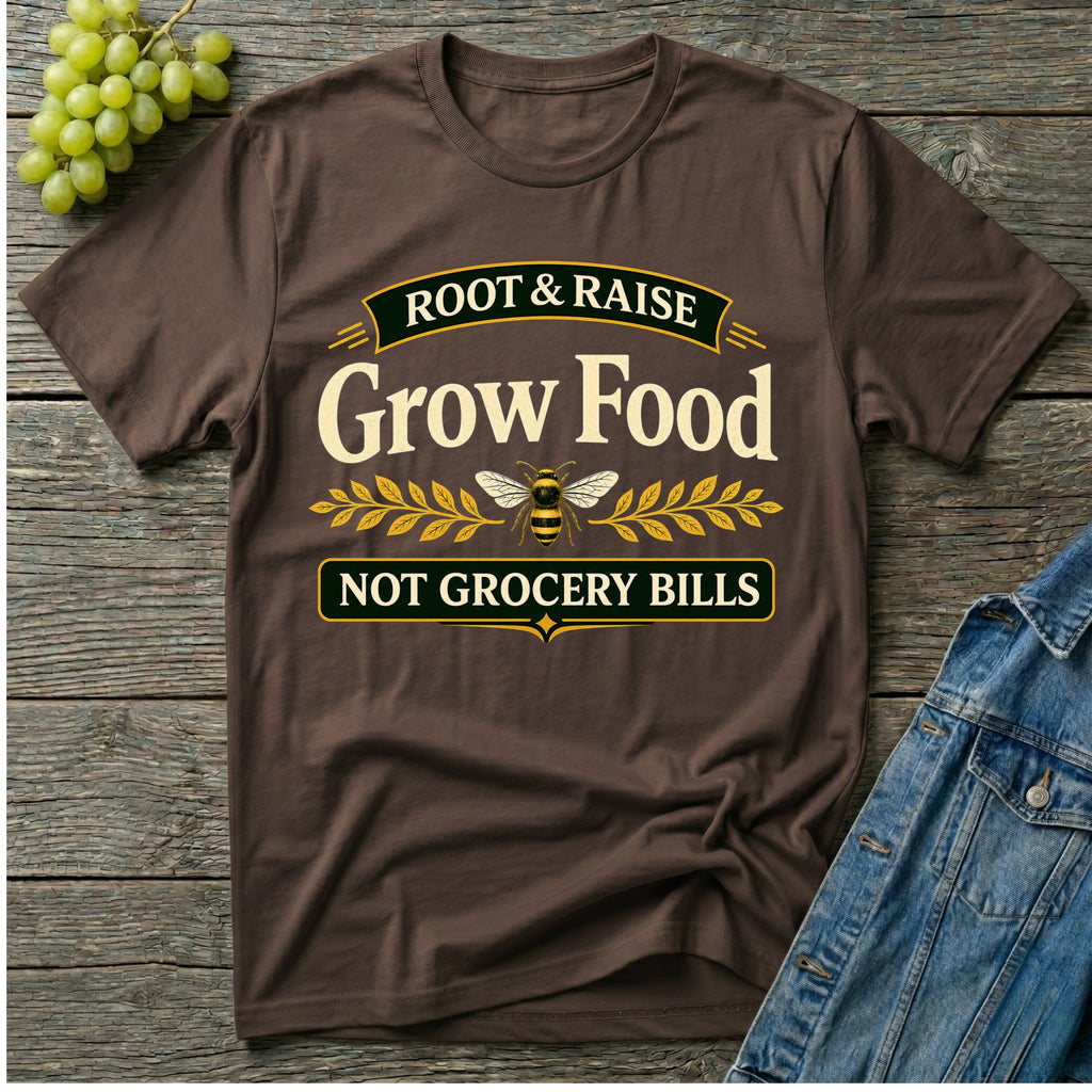 Grow Food Not Grocery Bills Gardening T-Shirt