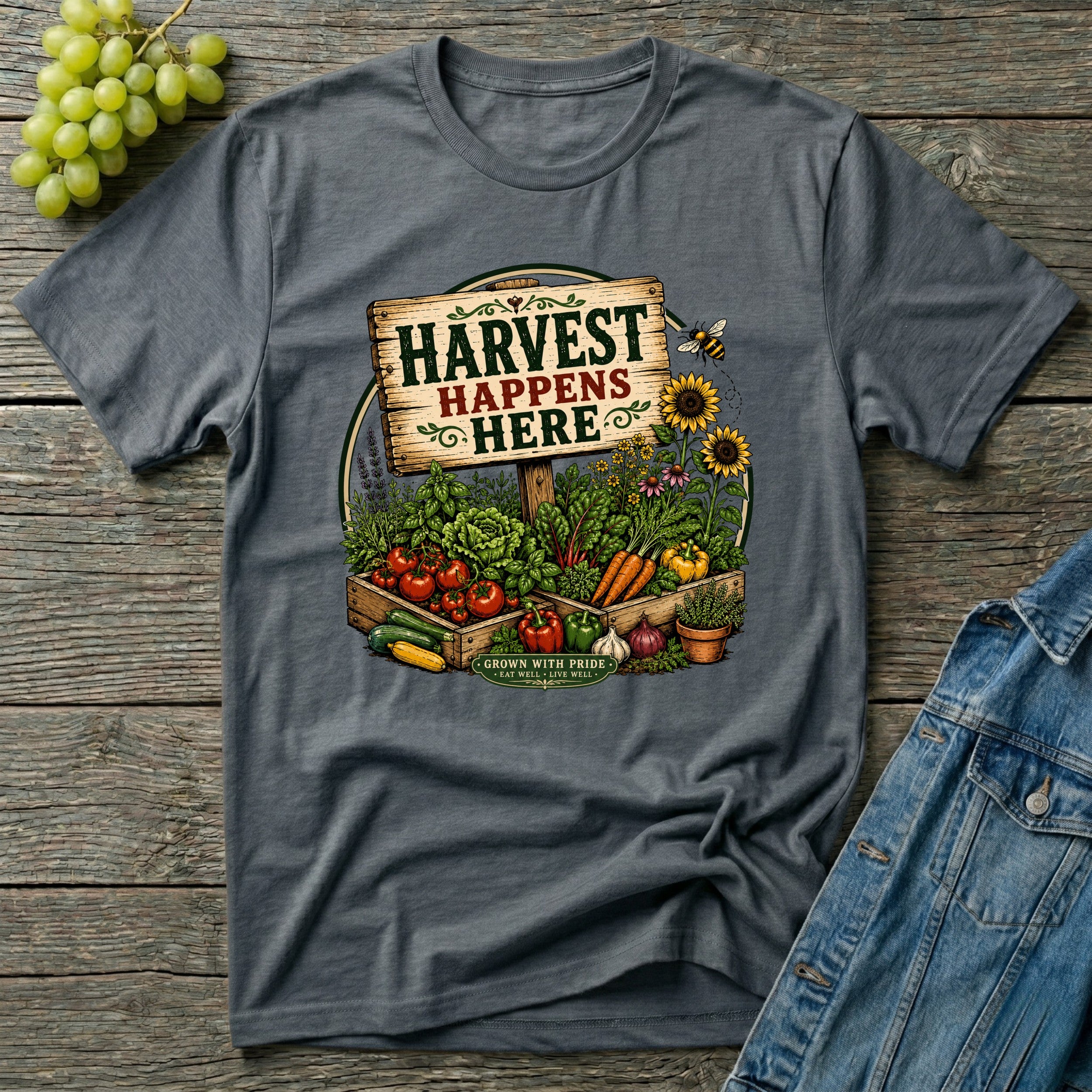 Harvest Happens Here Gardening T-Shirt