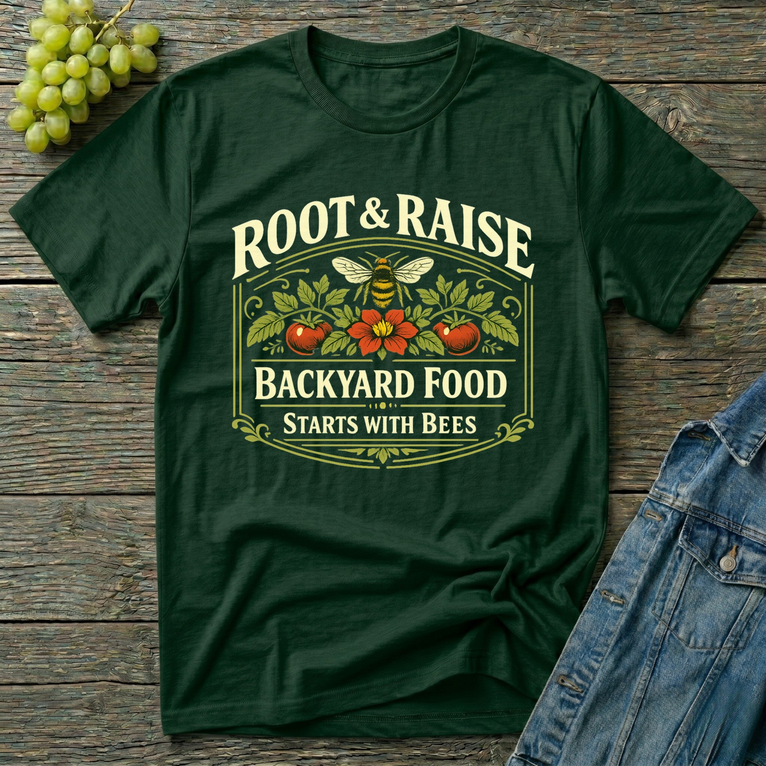 Backyard Food Starts With Bees T-Shirt - Vintage