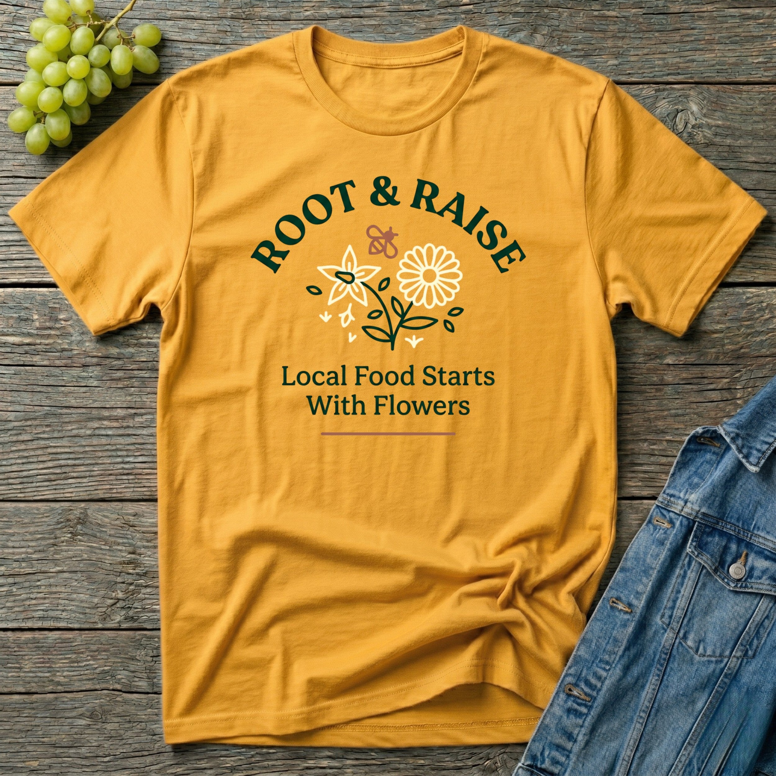 Local Food Starts With Flowers T-Shirt - Sketch